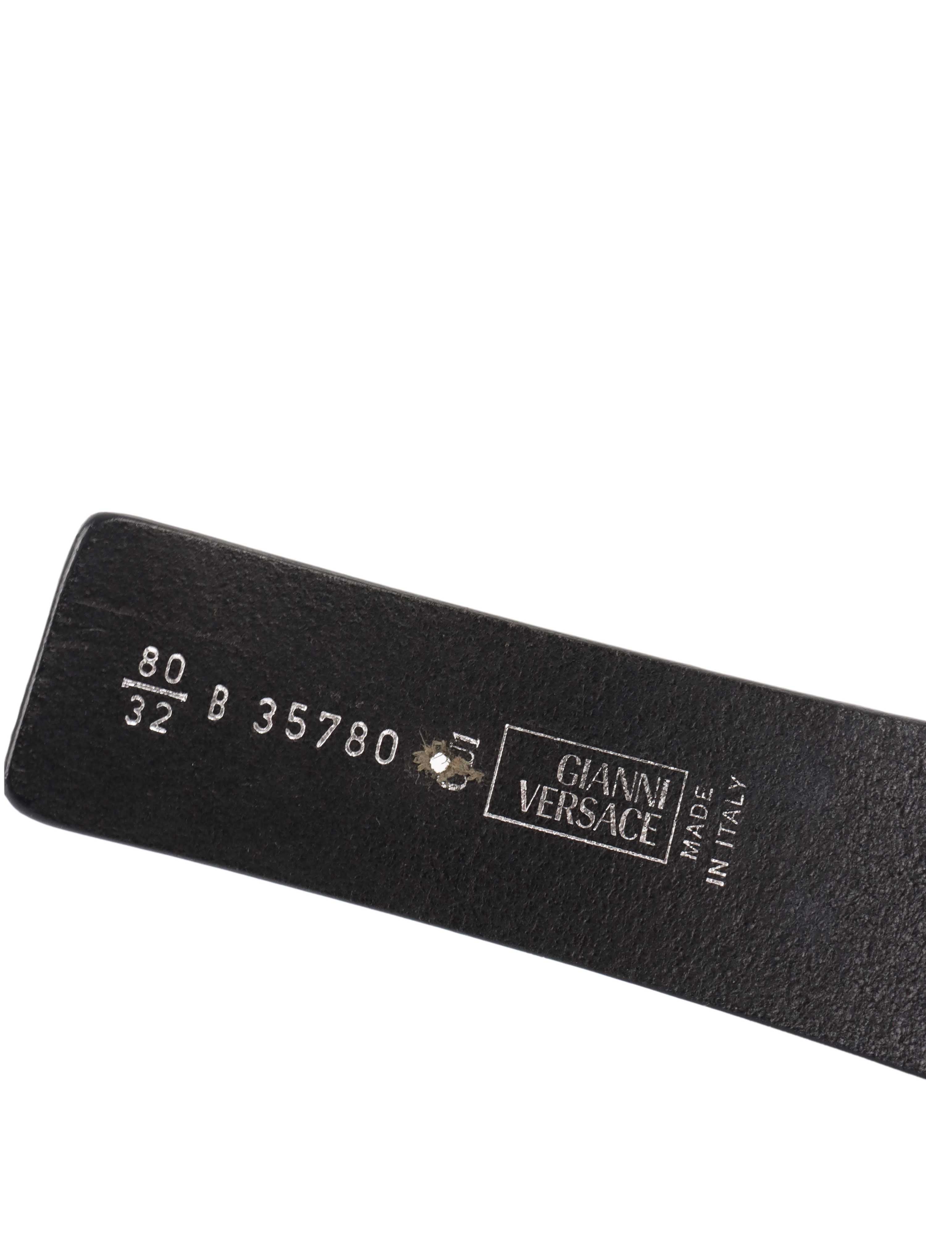 Versace Black Genuine Leather Belt for Men - Stylish Designer Fashion Accessory for Jeans, Suits & Casual Wear