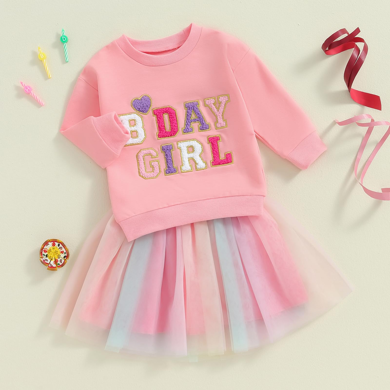 Adorable Toddler Baby Girl Birthday Outfit - Letter Print Long Sleeve Shirt & Tutu Skirt Set - Winter Party Dress for 1-3 Years Old - Perfect for Birthday Photos, Holiday Celebrations & Special Occasions