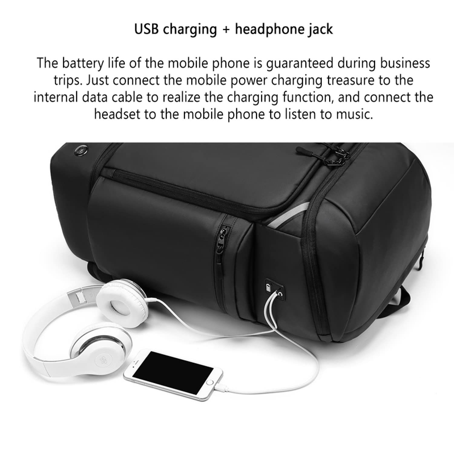 Durable Men's Travel Backpack with USB Charging Port & Headphone Jack - Water-Resistant Laptop Backpack with Shoe Compartment & Wet/Dry Separation - Perfect for Business Trips, Gym, Hiking & Daily Commute