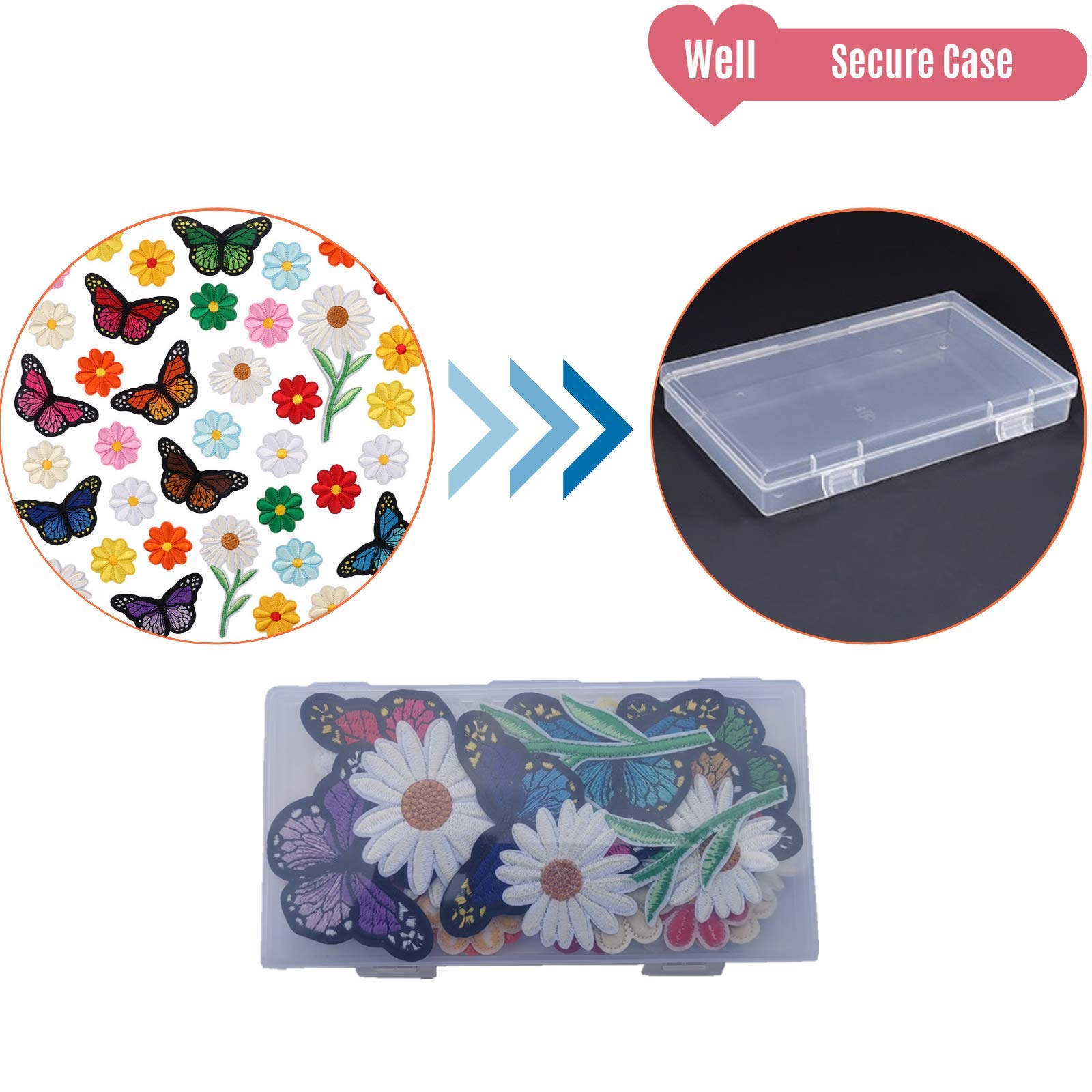 Sunflower & Butterfly Iron On Patches Set - Large Embroidered Appliques for DIY Clothing, Jeans, Bags & Crafts - Cute Fabric Decoration for Kids & Adults - Perfect for Customizing Denim Jackets, Backpacks & Home Decor