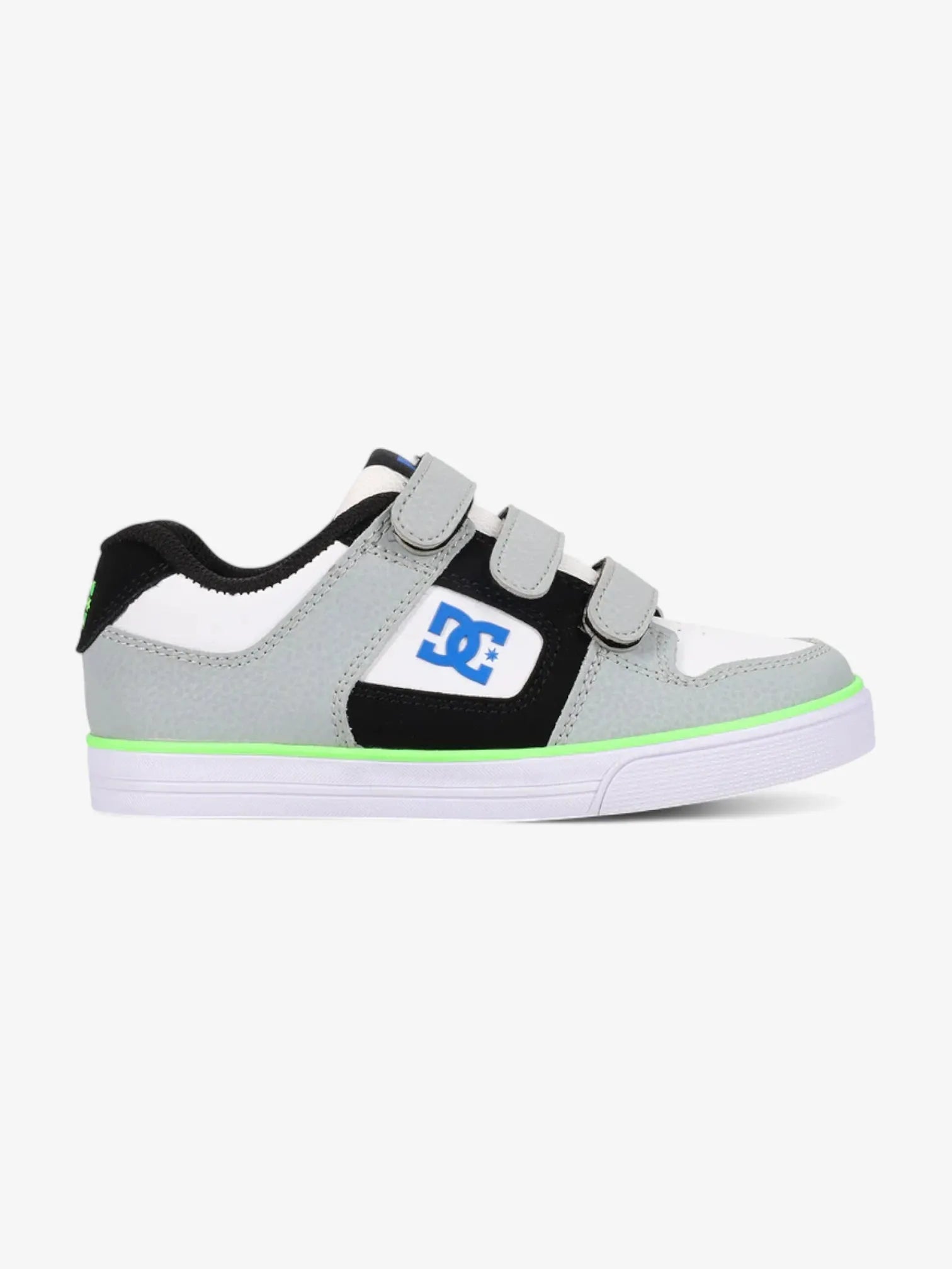 DC Pure V Kids' Sneakers - Gray, Black & Blue | Skate Shoes for Boys & Girls | Perfect for Skateboarding & Casual Wear