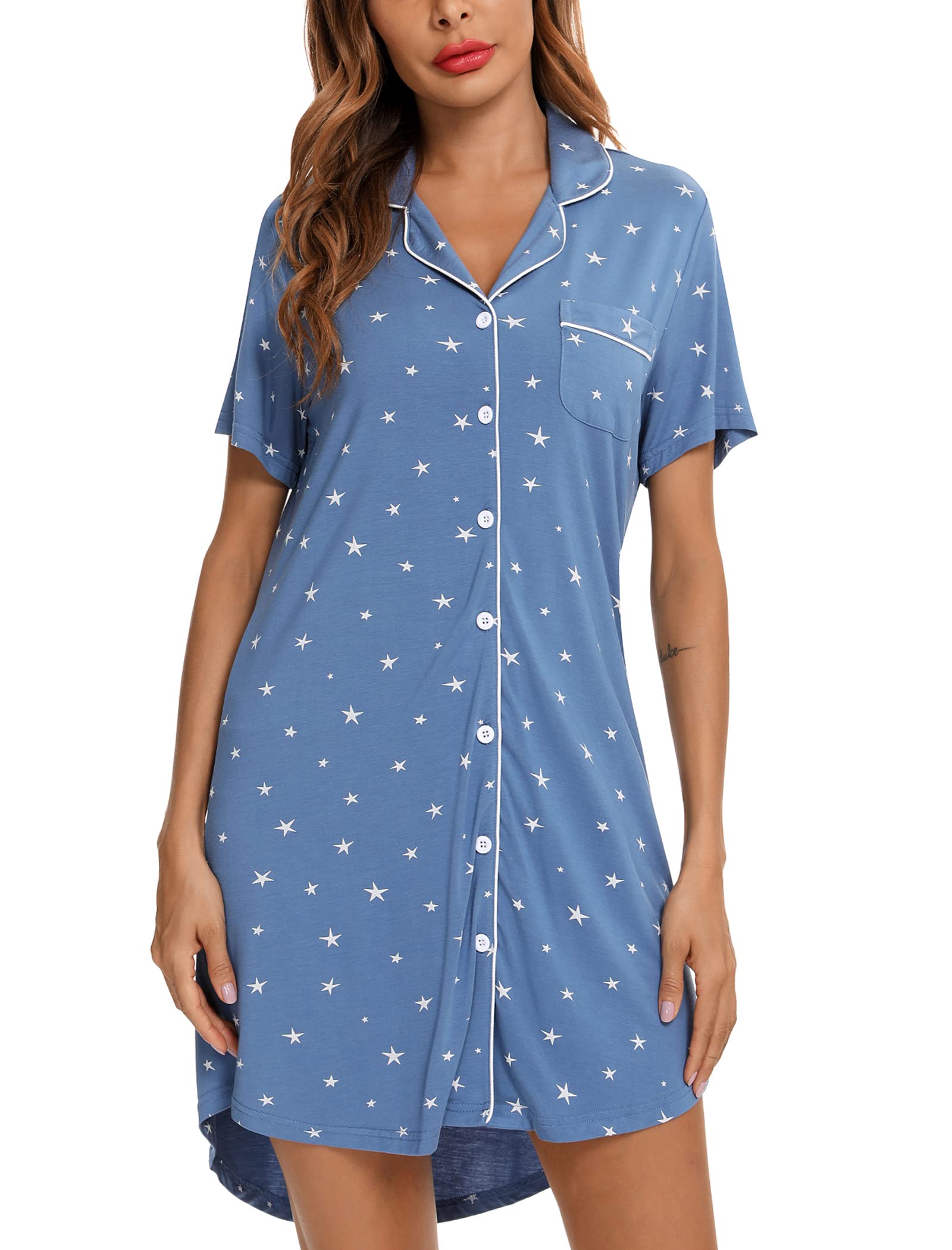 Leikar Maternity Nightgown for Women - Soft Nursing Pajamas with Long Sleeves, Comfortable Sleepshirt for Pregnancy & Breastfeeding - Perfect for Nighttime Comfort and Nursing at Home