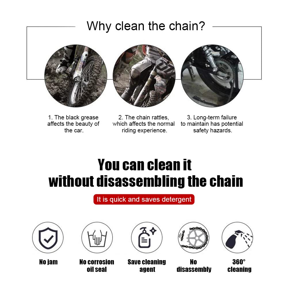 Premium Bike Chain Cleaner & Bicycle Cleaning Brush Kit - Dual Head Design for Effective Chain Maintenance - Ideal for Cycling Bikes & Motorcycles - Perfect for Road Bikes, Mountain Bikes & Motorcycle Maintenance