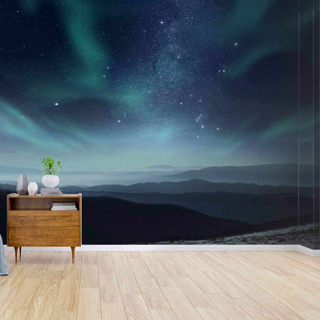 Kanworse Polar Night Self-Adhesive Peel & Stick Wallpaper - Canvas Print Wall Mural Decal for Living Room, Bedroom, Home Decor | Easy DIY Wall Sticker & Removable Wall Poster