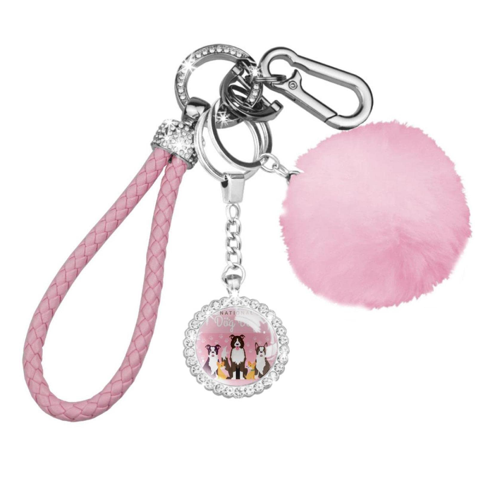 8 Pcs Alpaca Pattern Keychain Set with Pompom - Cute Animal Keychains for Women & Girls | Perfect for Backpacks, Purses & Gift Giving