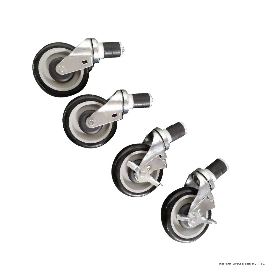 Stainless Steel Bench Casters Set - Heavy Duty D41 Castor Wheels for Industrial Workbenches, Laboratory Tables, and Garage Furniture