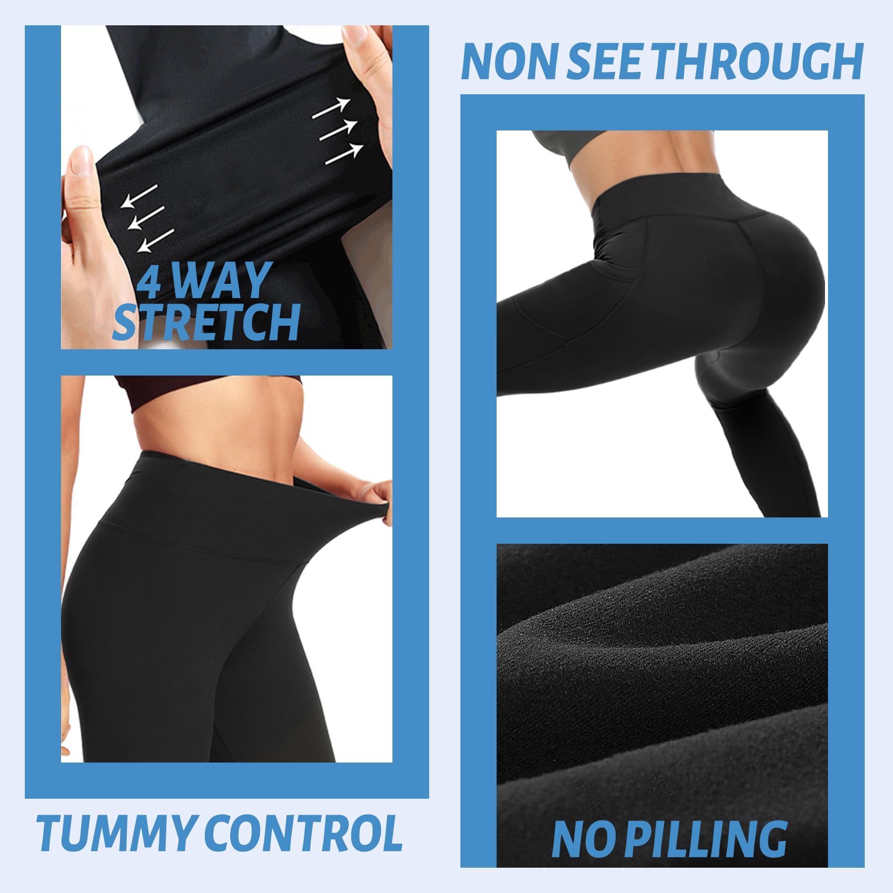 Sundwudu 5 Pack Women's High Waisted Yoga Pants - Tummy Control Soft Black Leggings for Workout, Regular & Plus Size - Perfect for Gym, Running, Lounge & Everyday Wear