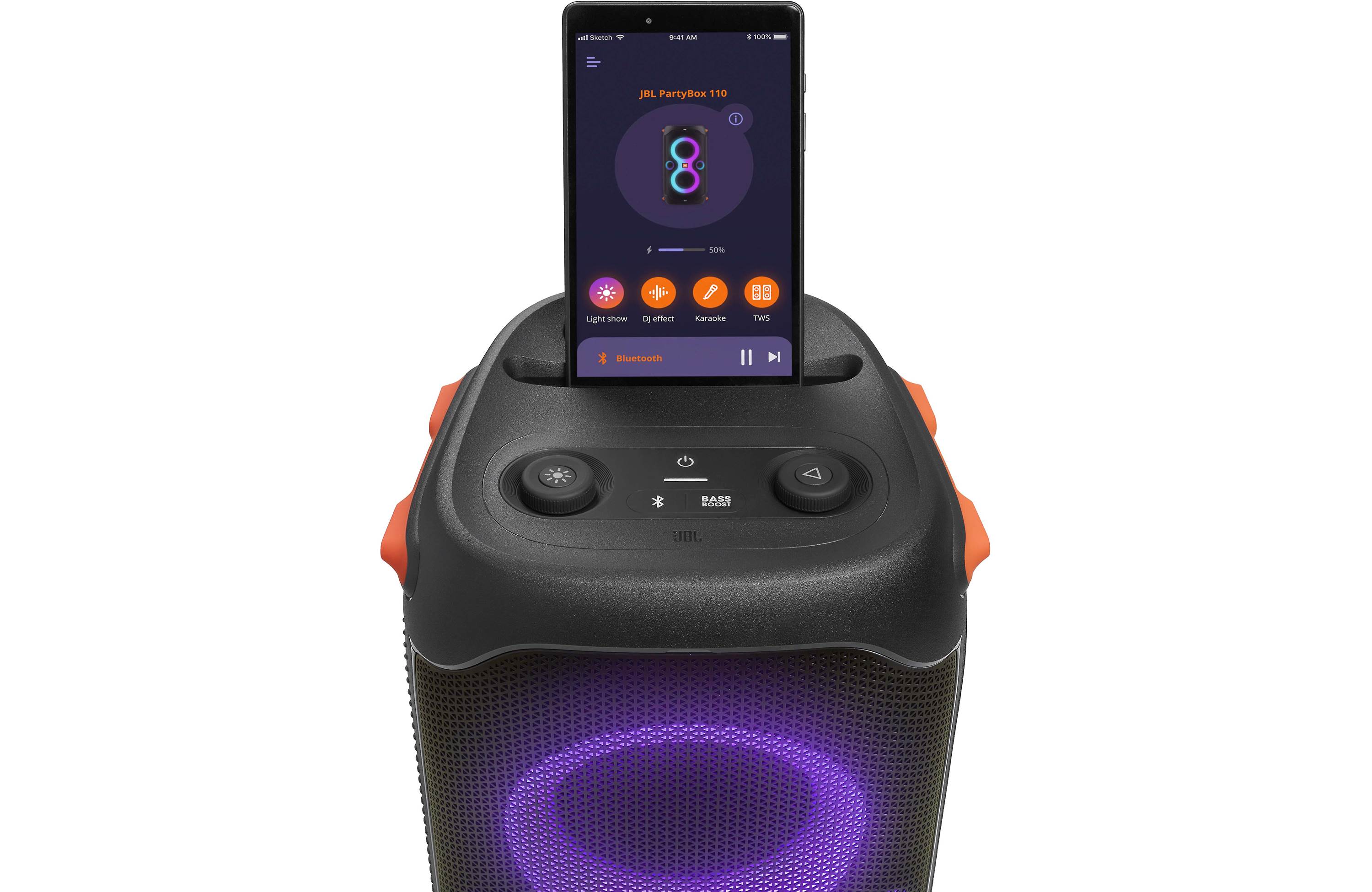 JBL PartyBox 110 Portable Bluetooth Speaker with Powerful Sound, Built-in Light Show & USB Charging - Perfect for Outdoor Parties, Beach Gatherings & Home Entertainment