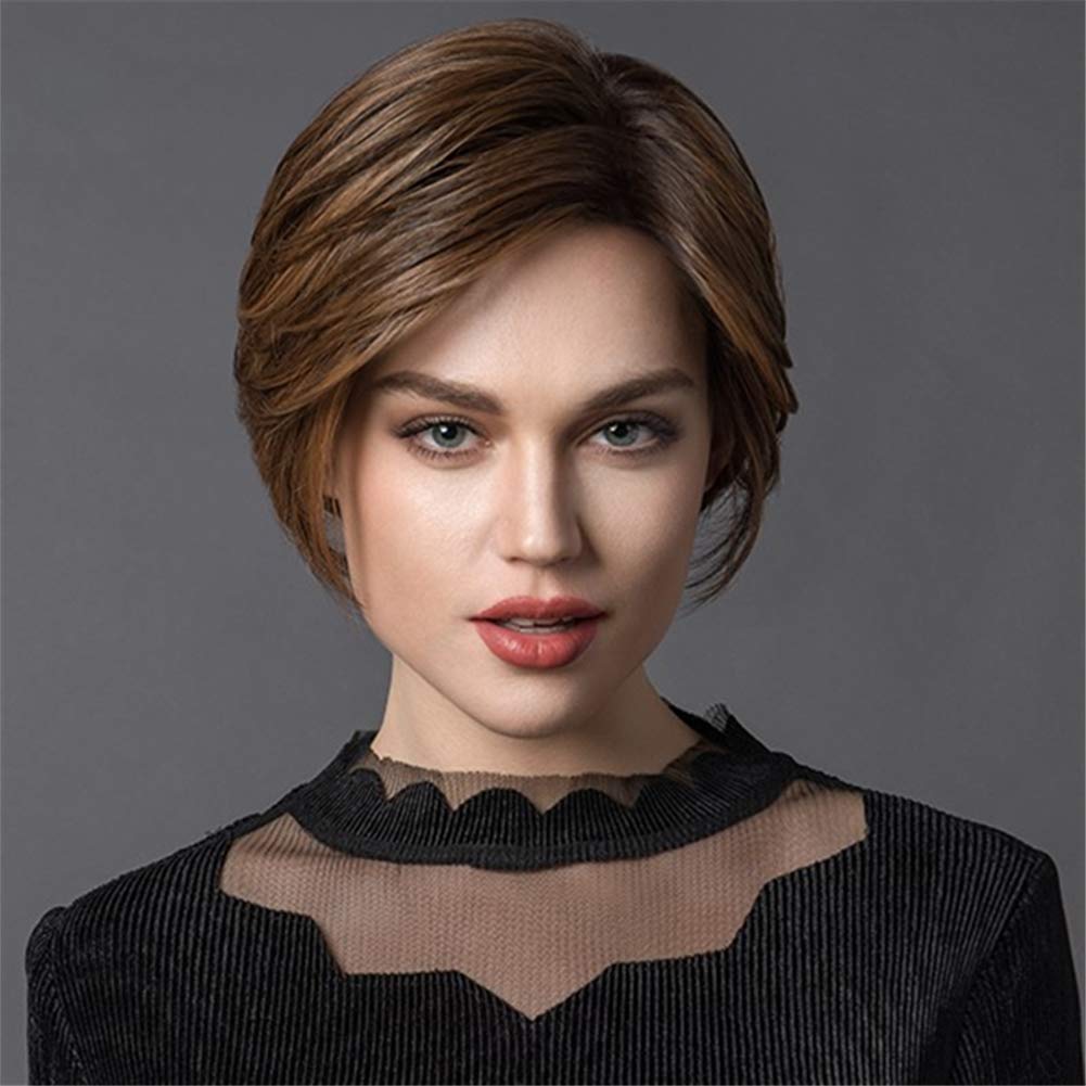 OYSRONG Heat Resistant Synthetic Fiber Wig for Women - Light Brown Straight Short Hairpiece | Perfect for Cosplay, Daily Wear & Costume Parties