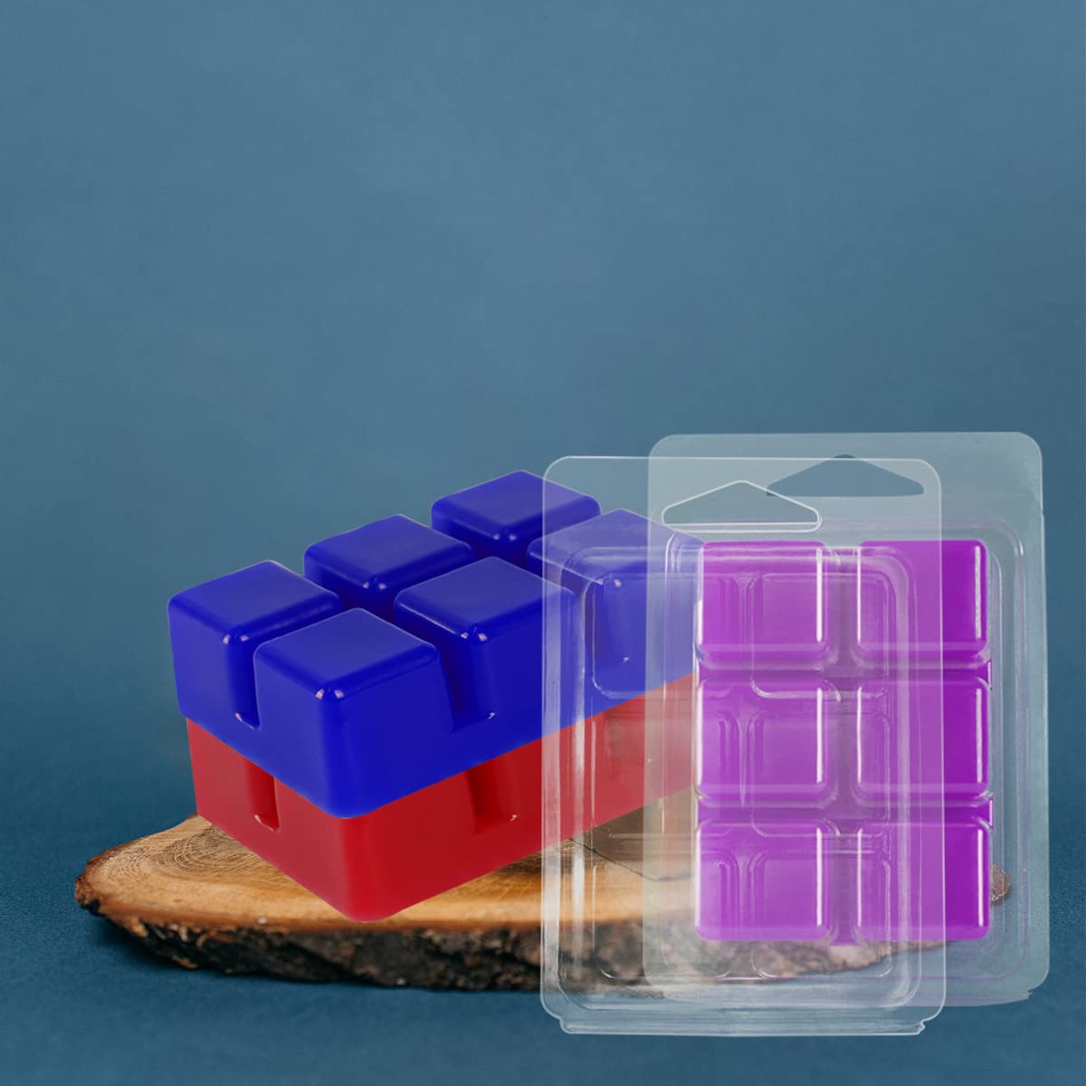 100 Packs Clear Plastic Wax Melt Clamshell Molds - Empty Cube Trays for Wickless Tart Candles - Perfect for DIY Candle Making, Home Fragrance & Gift Packaging