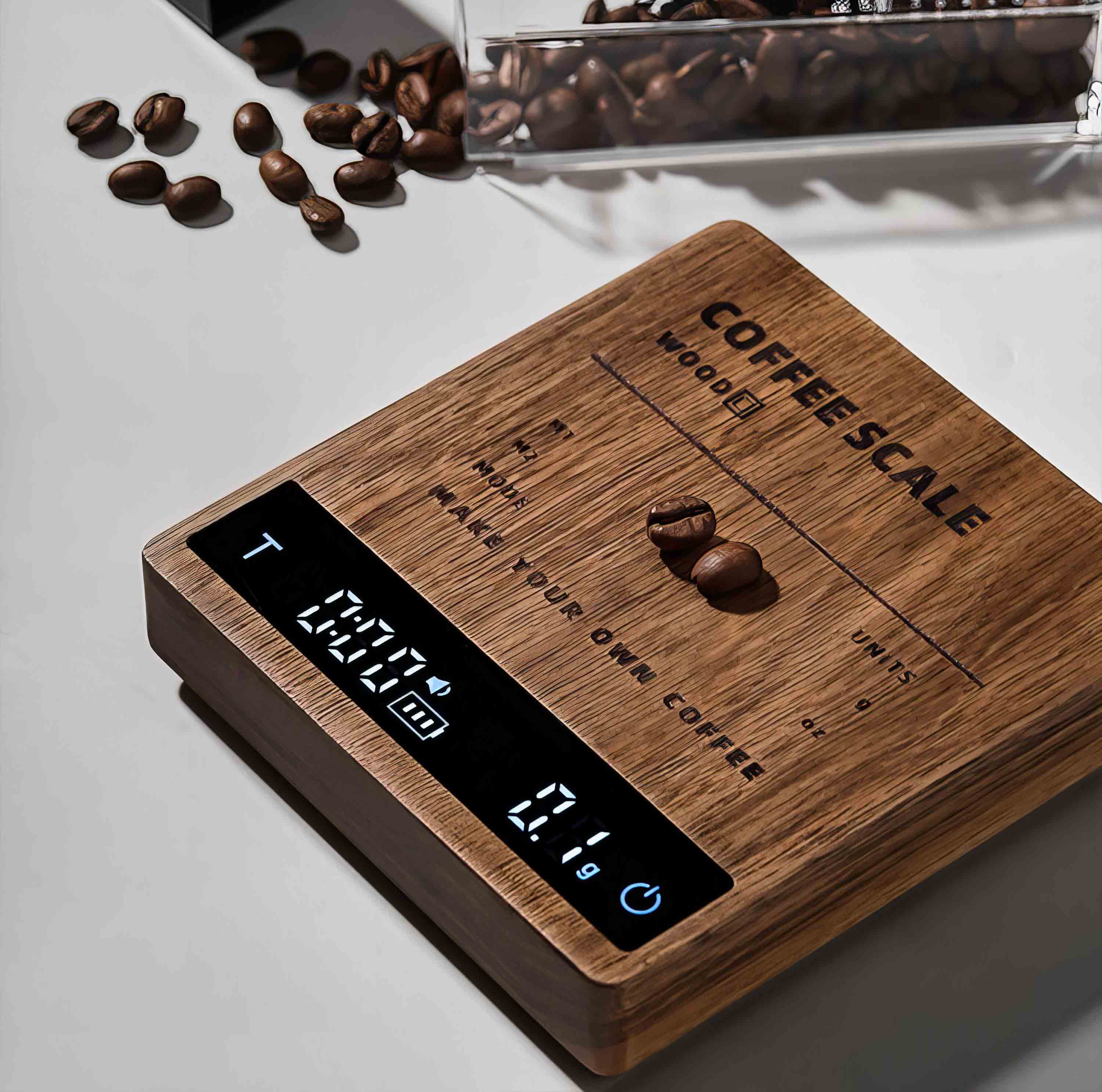High Precision Digital Wooden Coffee Scale with Touch Sensor - Perfect for Pour Over, Espresso, and Home Brewing | MUVNA