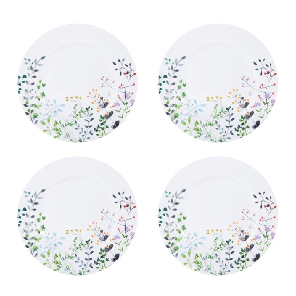 Tivoli Garden 4-Piece Salad Plate Set - Elegant Floral Design Dinnerware for Home, Parties & Outdoor Dining - Perfect for Salads, Appetizers & Desserts