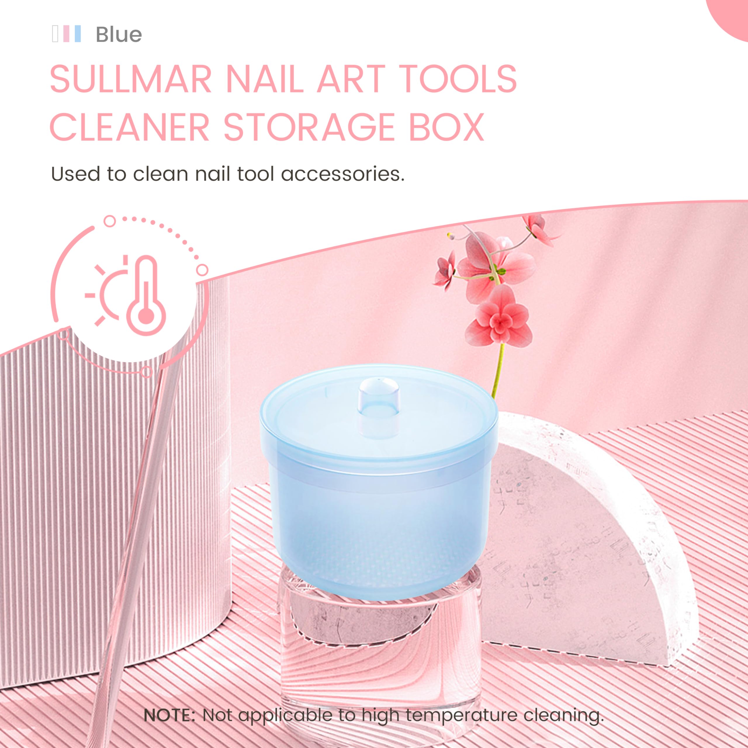 Professional Nail Art Tools Cleaner Storage Box - Organize Nail Drill Bits, Clippers, Cutters & Tweezers with Alcohol Soaking Cleaner | Portable Nail Salon Accessories Case for Home & Travel (Blue)
