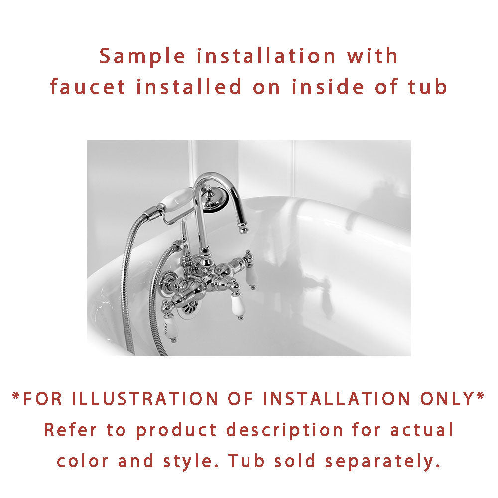Chrome Wall Mount Clawfoot Tub Faucet with Supply Lines & Drain - CC32T1 System | Vintage Bathroom Fixture for Freestanding Bathtubs