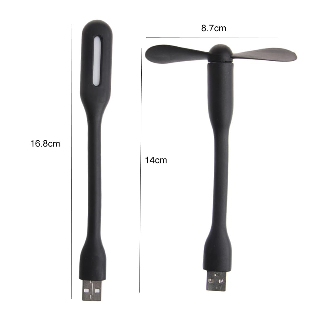 Portable USB Desk Fan with LED Light - 5V Flexible Mini Fan for Laptop, Computer, Camping & Office Use - USB Powered Cooling Fan with Adjustable Neck for Home, Travel & Outdoor Activities