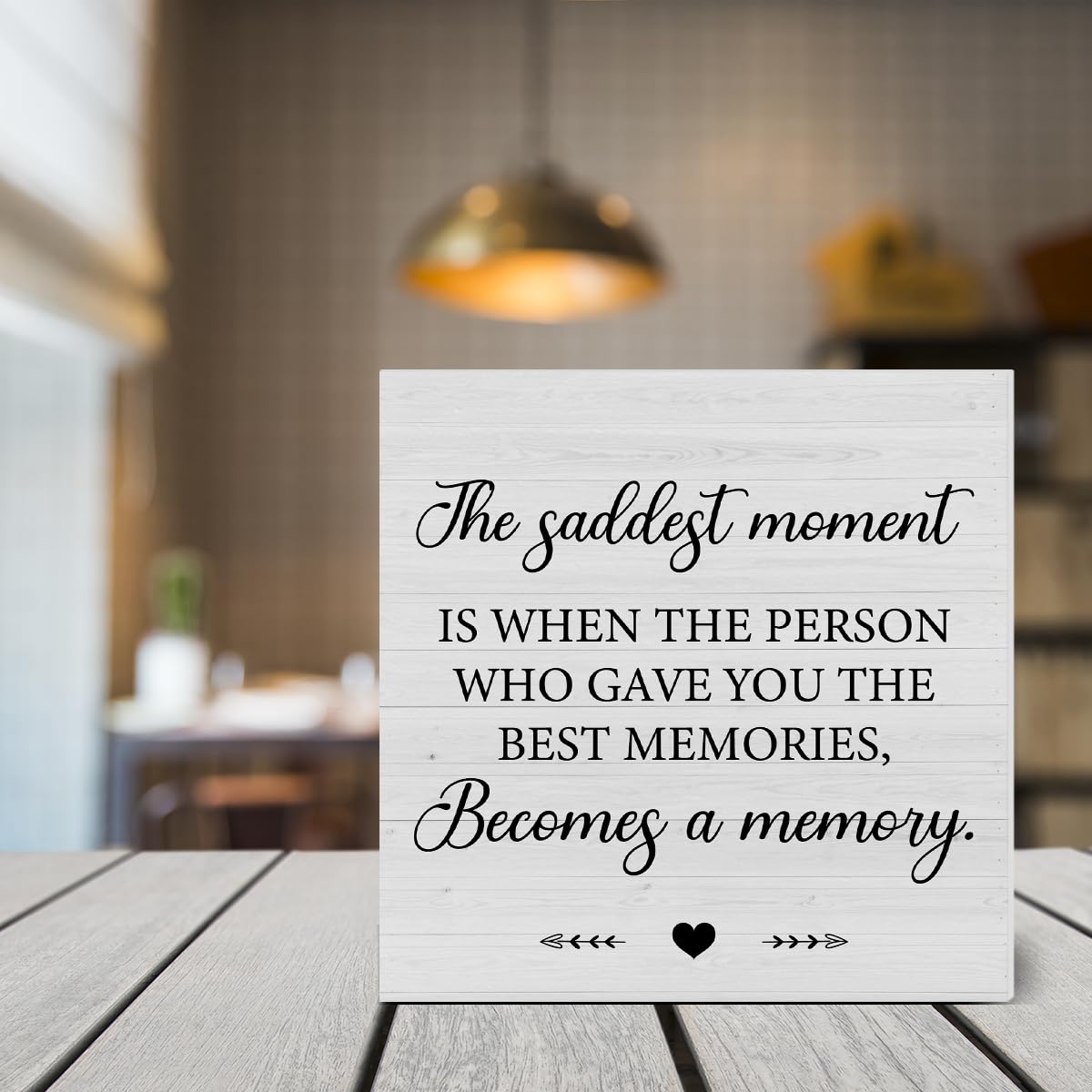 Sympathy Bereavement Sign - Handcrafted Wooden Memorial Plaque for Loss of Loved One - 5x5 Inch Desk Decor, Shelf Display & Home Memorial Gift for Grieving Moments