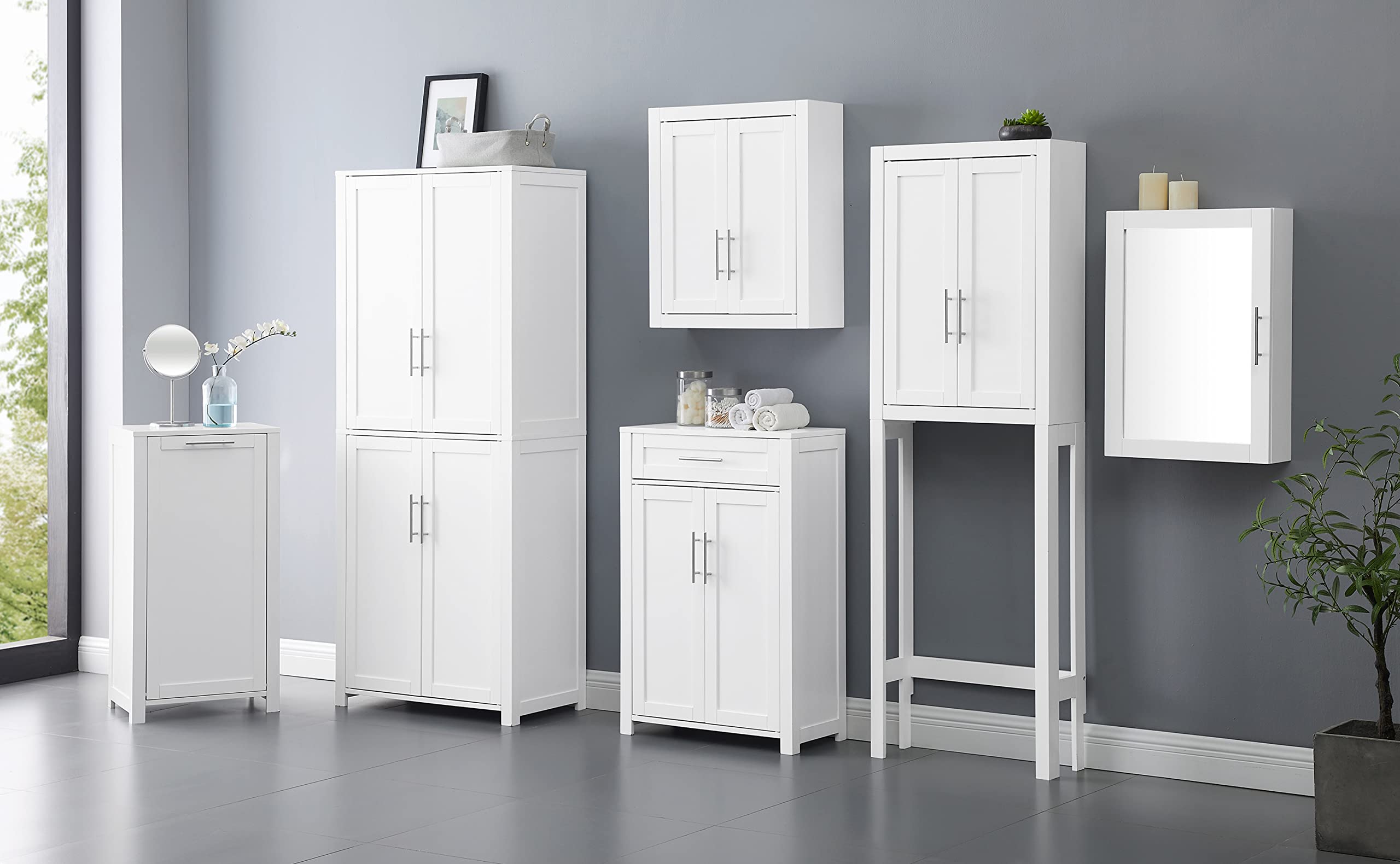 Crosley Savannah White Wall Mounted Bathroom Medicine Cabinet with Shelves - Space Saving Storage for Towels, Toiletries & Cosmetics - Perfect for Small Bathrooms, Powder Rooms & Vanities