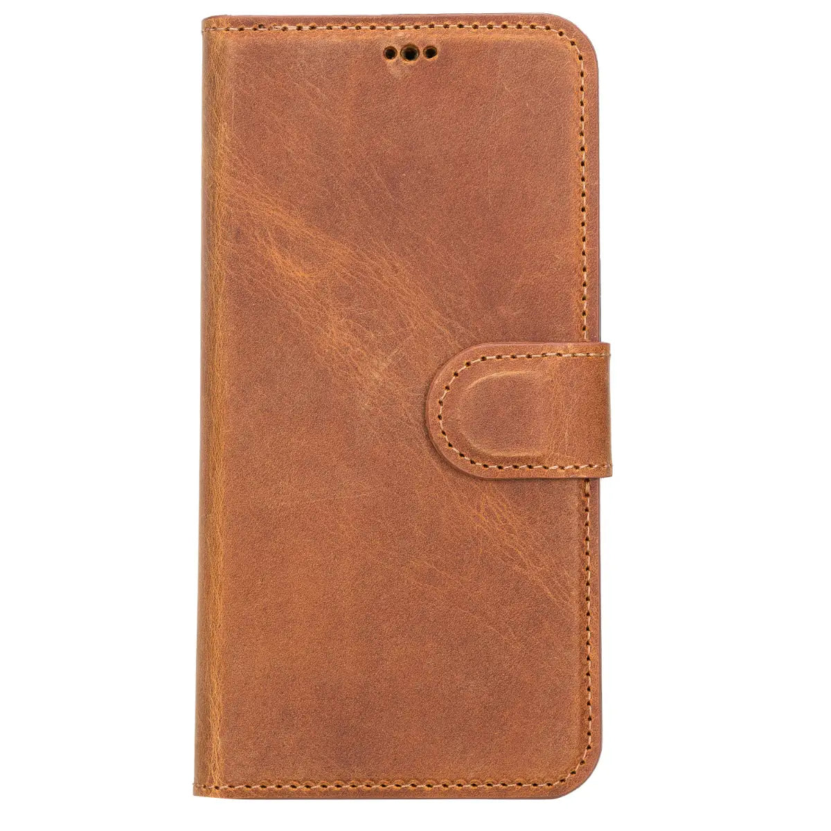 Premium Camel Brown Genuine Leather Wallet Case for iPhone 13 Pro - Slim Protective Cover with Card Slots | Perfect for Everyday Use, Travel & Business