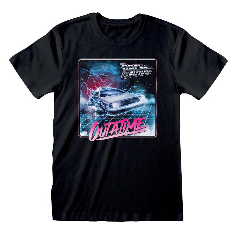 Back To The Future Out of Time Neon T-Shirt | Retro 80s Movie Tee | Perfect for Cosplay, Halloween & Sci-Fi Fans