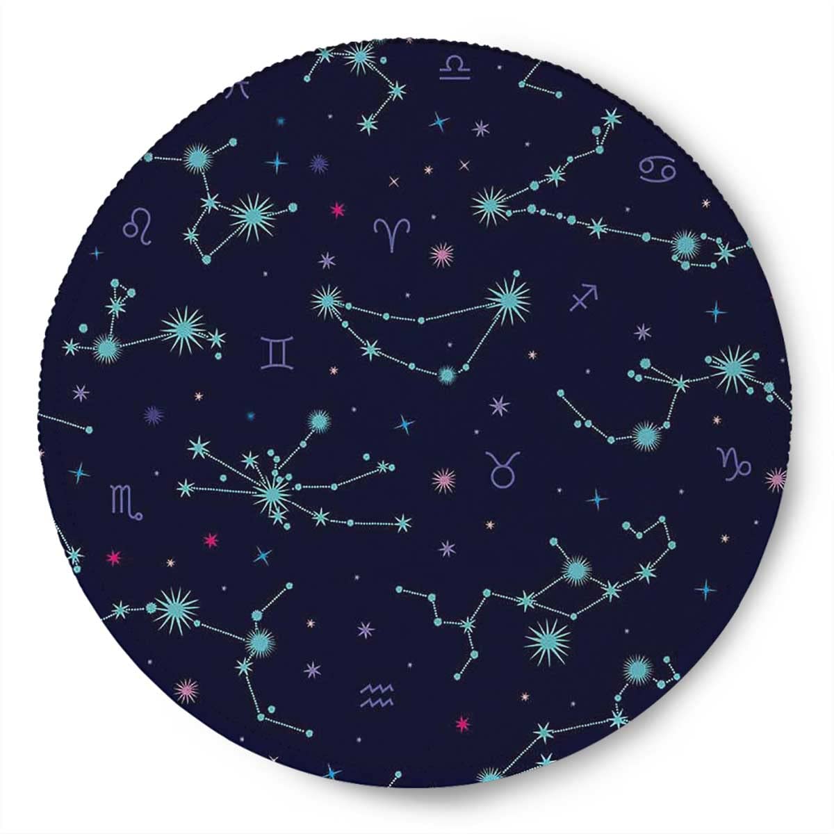 Premium Round Gaming Mouse Pad Set - 2 Pack Non-Slip Rubber Base, Waterproof Modern Pattern Design with Horoscope Dots (7.9×7.9×0.12 inches) - Perfect for Office, Home & Esports Gaming Setup