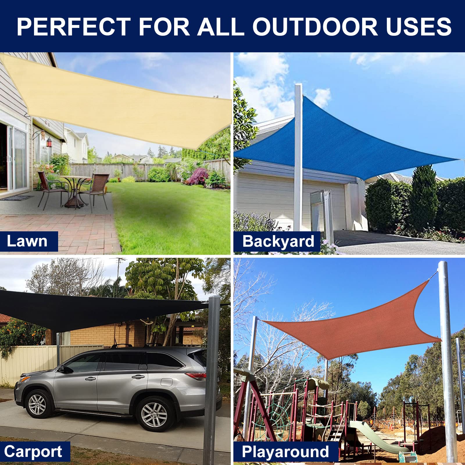 PureFit 8x12 ft Rectangle Sun Shade Sail - UV Block Outdoor Canopy for Patio, Backyard, Deck & Lawn | Sun Protection & Cooling Shade Solution for Summer Gatherings, Poolside Relaxation & Garden Parties (Black)