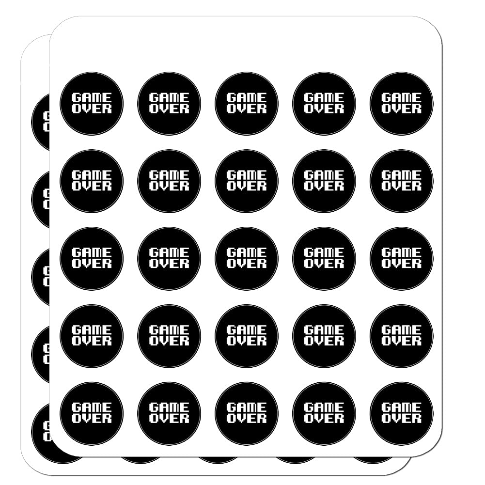 Game Over Gamer Pixel Font Stickers - Geek Planner & Calendar Decals for Scrapbooking, Crafting, DIY Projects - Perfect for Journals, Laptops, Water Bottles