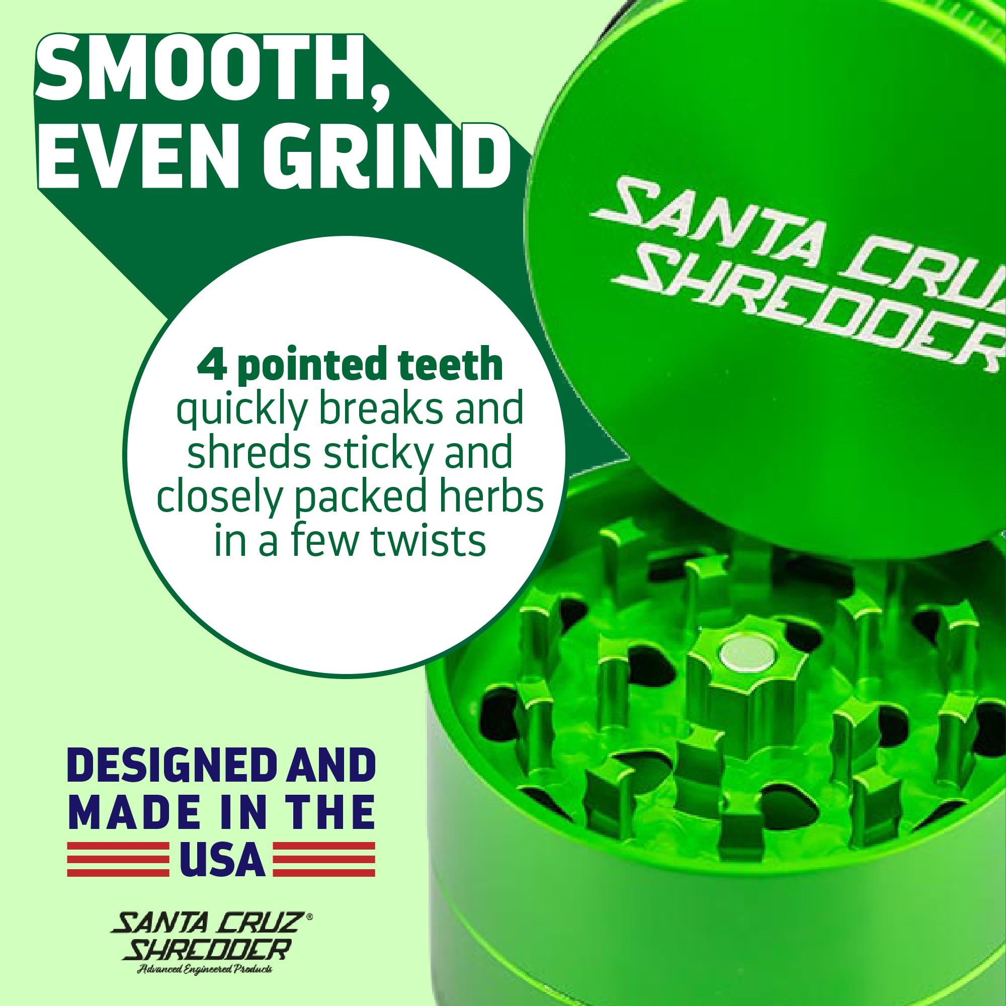 Premium Santa Cruz Shredder 3-Piece Aluminum Herb Grinder - Medium 2 1/8