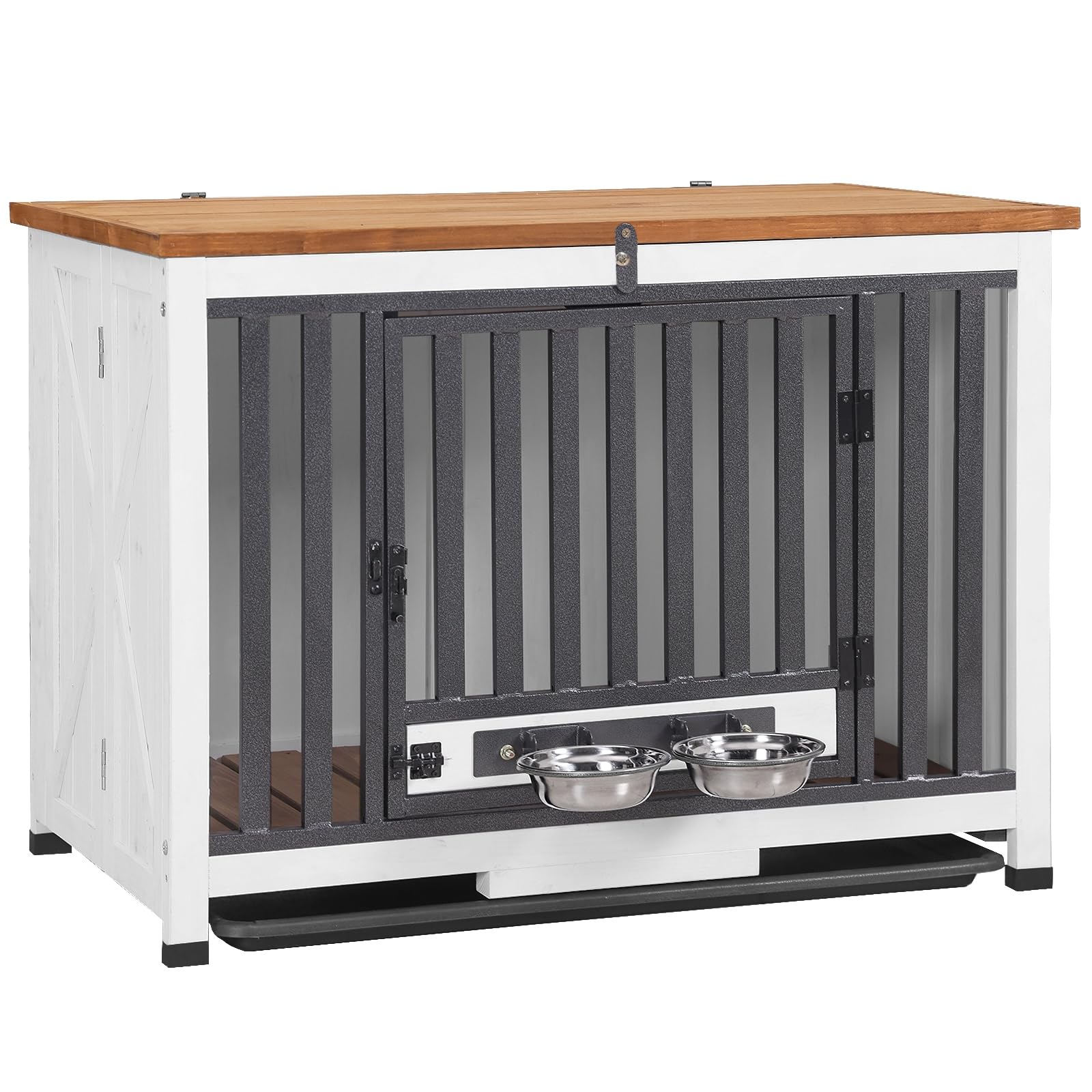 Heavy Duty Folding Dog Crate Furniture for Small & Medium Dogs - Solid Wood Kennel with Opening Roof, Multi-Functional End Table | Perfect for Living Room, Bedroom & Pet-Friendly Home Decor