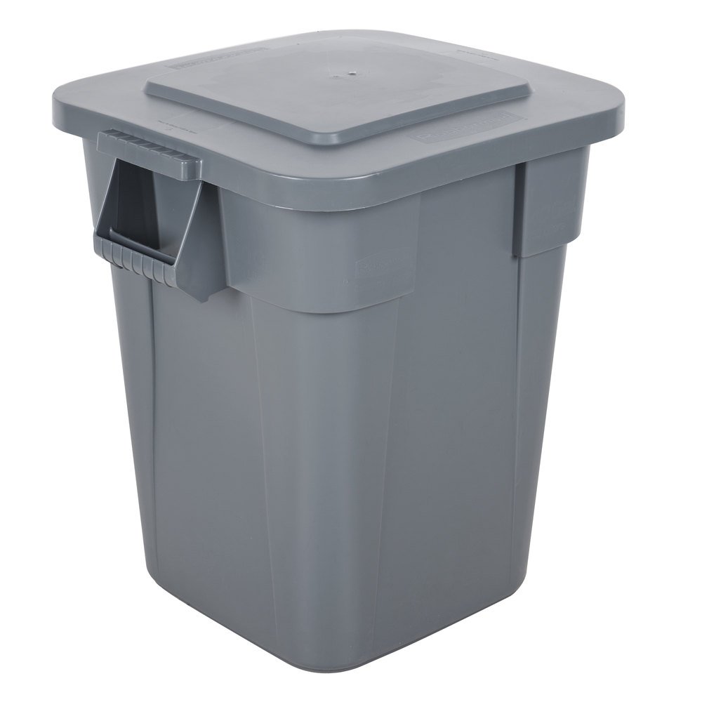 TableTop King Brute 40 Gallon Square Gray Trash Can with Lid - Heavy Duty Commercial Garbage Bin for Office, Restaurant & Home Kitchen Use