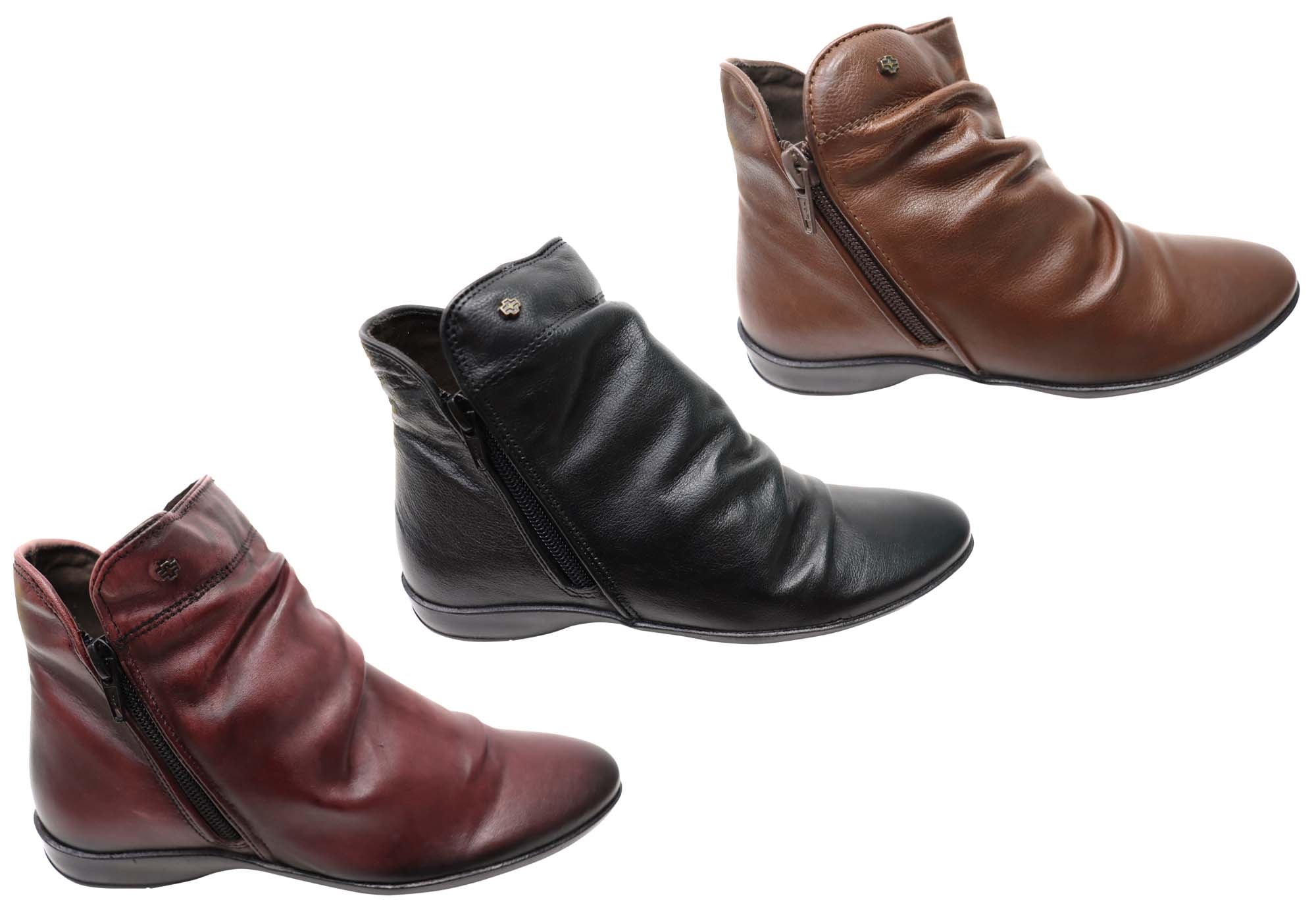 Perlatto Linda Women's Comfortable Leather Ankle Boots - Brazilian Made Leather Booties for Walking, Work & Casual Outfits