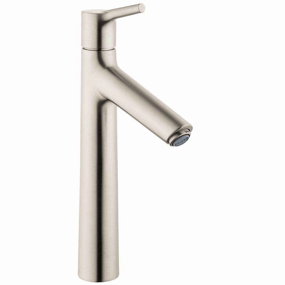 Hansgrohe Talis S Modern Premium Easy Clean 1-Handle 12-inch Tall Bathroom Sink Faucet in Brushed Nickel (Model 72032821) - Perfect for Contemporary Bathroom Vanities and Powder Rooms