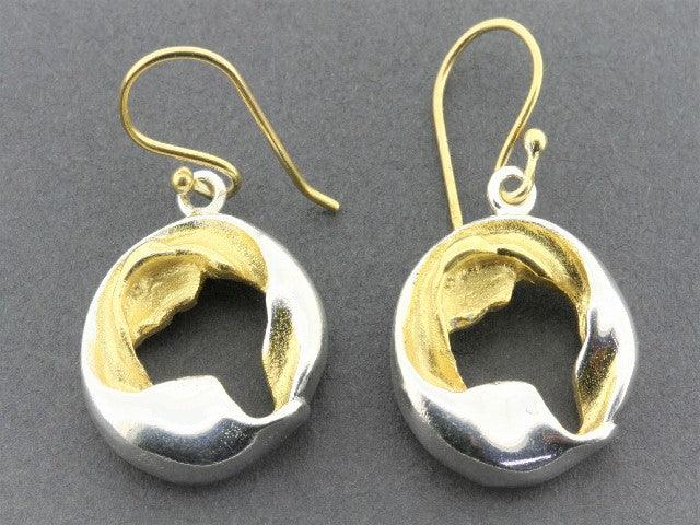 22Kt Gold Plated Silver Crown Wreath Drop Earrings - Elegant Dangle Jewelry for Women, Perfect for Weddings, Parties & Special Occasions
