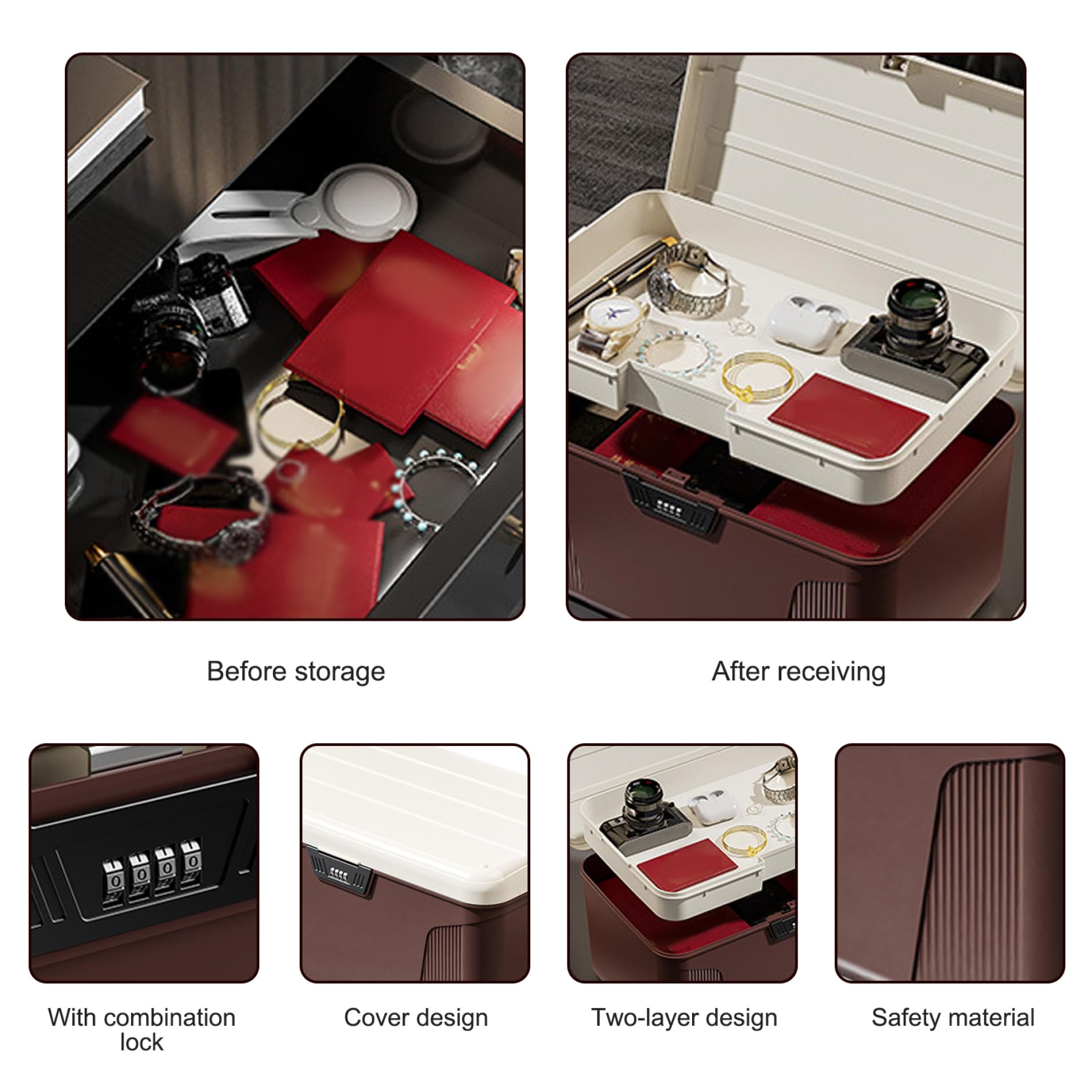 Lockable Storage Box with Partition & Combination Code - Secure Medicine Organizer, Refrigerator Lock Box for Medical Documents - Perfect for Home, Office, and Healthcare Facilities