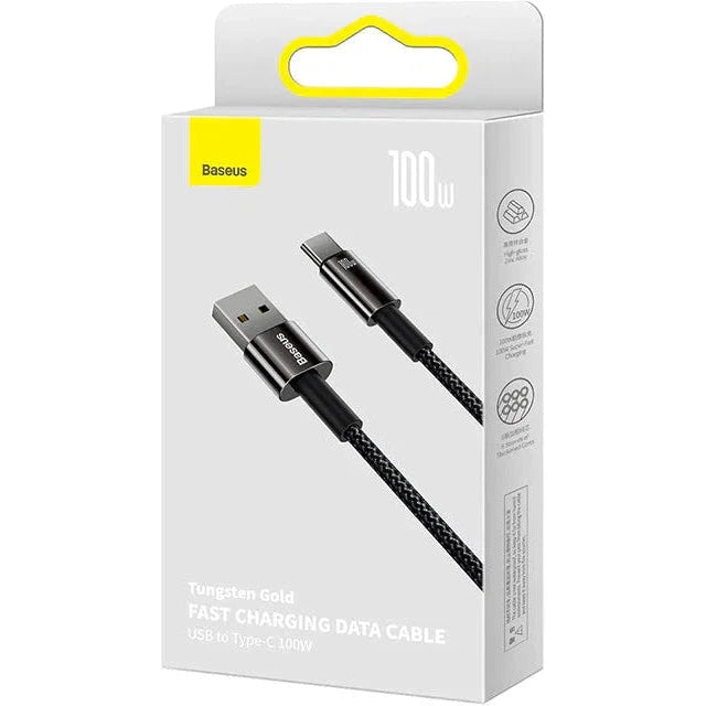 Baseus 100W USB C to USB Fast Charging Cable 1m - High-Speed Type C Charger for MacBook, iPhone 15, iPad, Samsung Galaxy - Perfect for Travel, Office & Home Charging