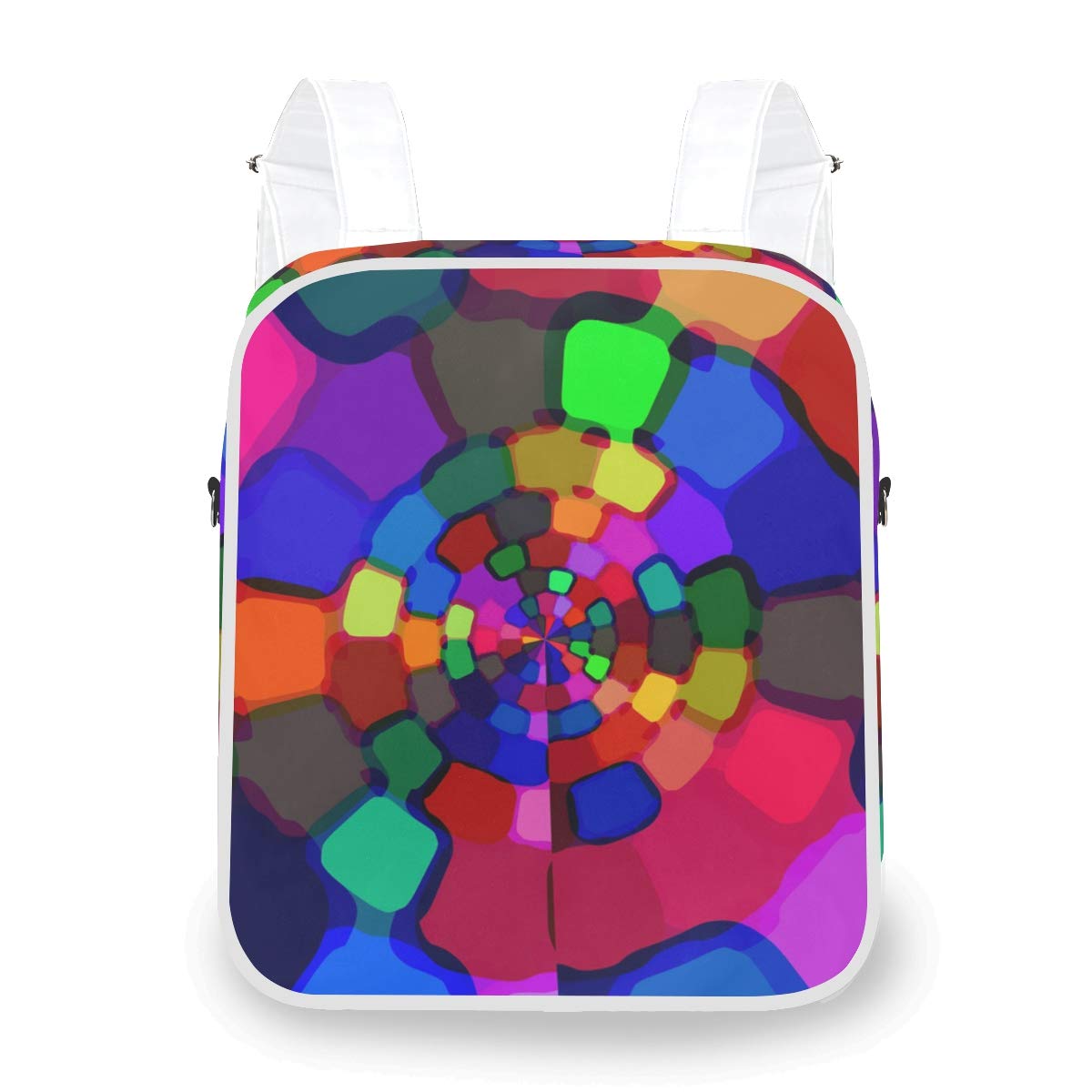 Stylish Women's Dual-Purpose Backpack - Colorful Rings Circle Crossbody Bag & Mini Backpack for Travel, Work, and Daily Use