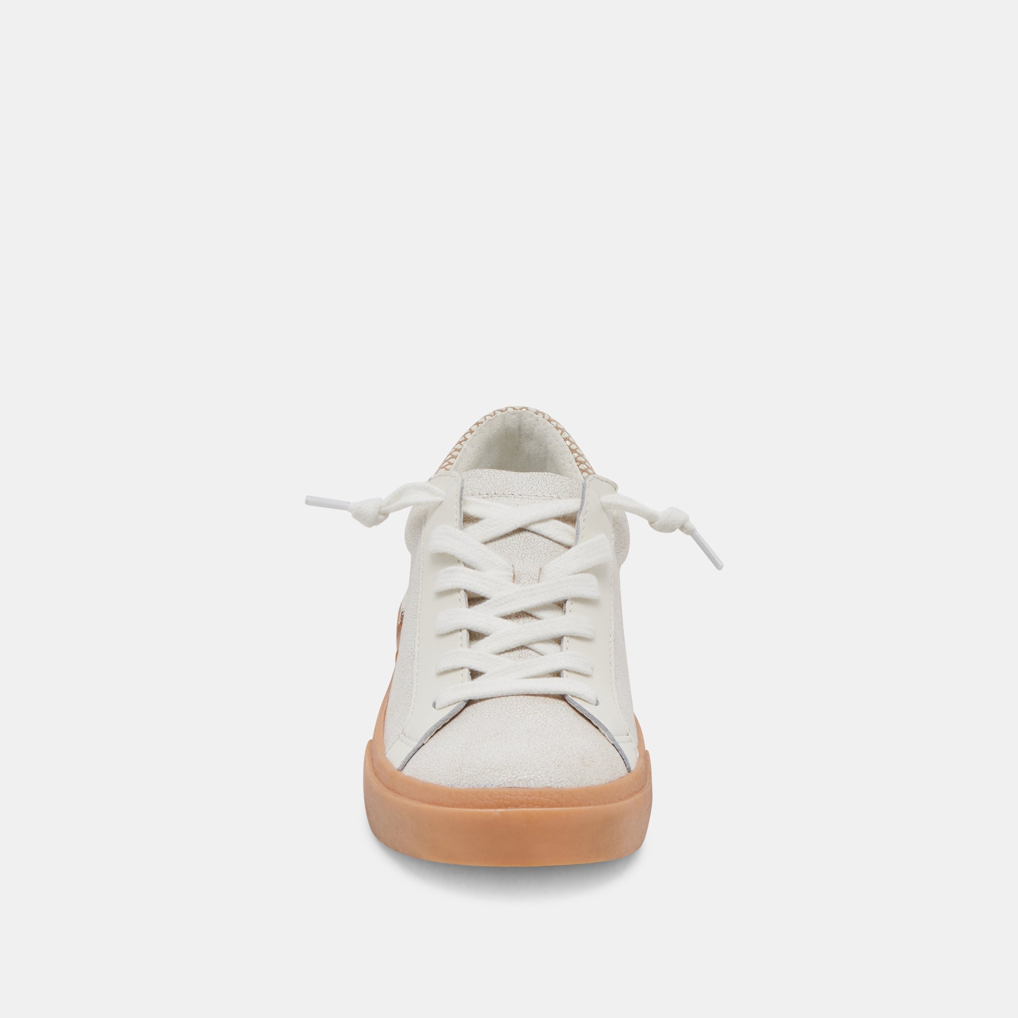 ZINA SNEAKERS Women's Ivory Multi Crackled Leather Fashion Sneakers - Comfortable Casual Shoes for Walking, Running & Everyday Wear