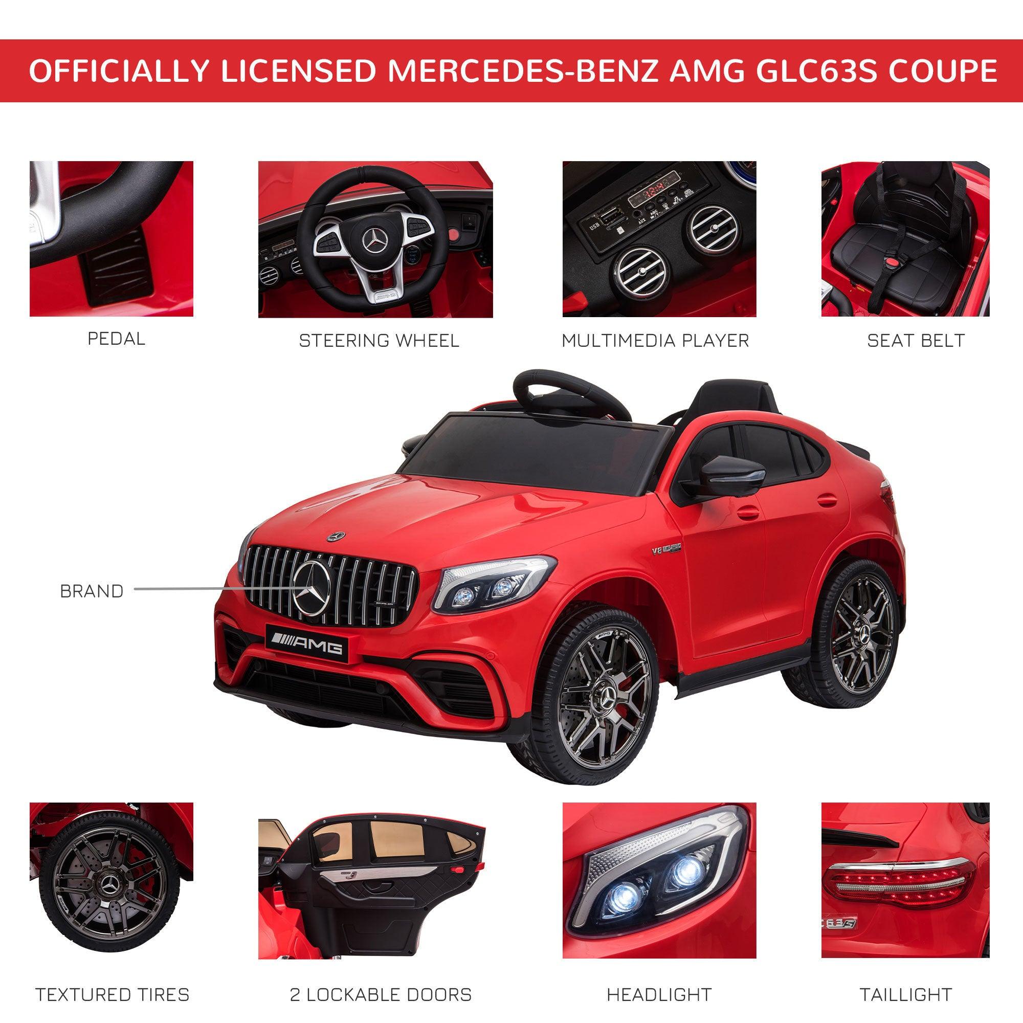 12V Electric Ride On Car for Toddlers - Mercedes Benz AMG GLC63S Coupe Style with Remote Control, 2 Speeds, MP3 Player, LED Lights & Horn | Perfect Birthday Gift for Kids 2-5 Years Old | Indoor & Outdoor Play Vehicle