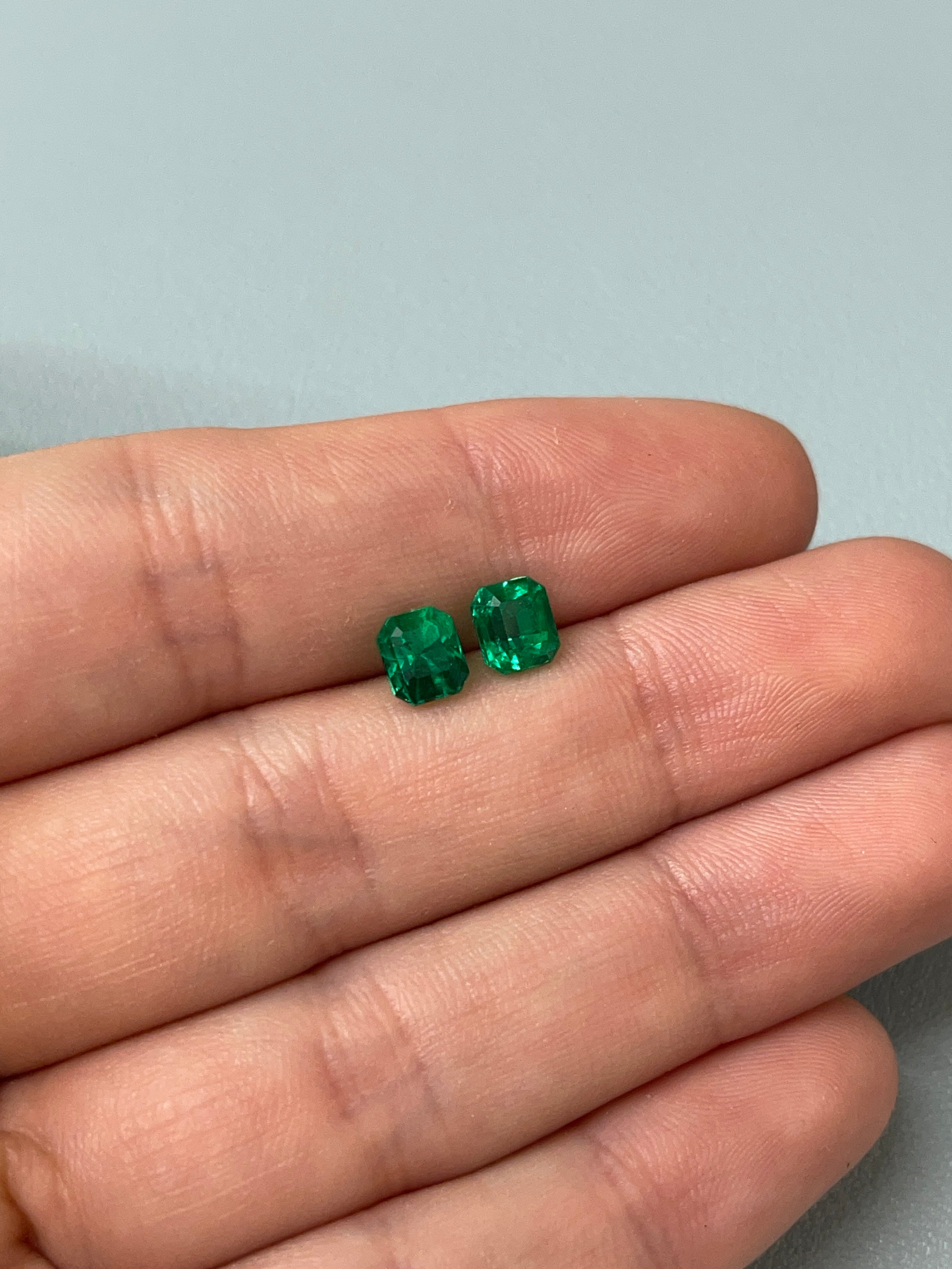 2.01 Carat (tcw) AAA+ Muzo Green Colombian Loose Emeralds - 6x5.3mm Emerald Cut Gemstones for Jewelry Making & Engagement Rings