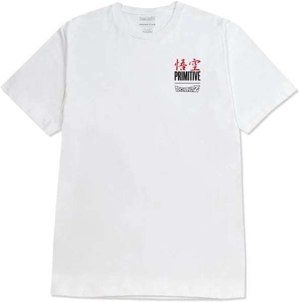 Primitive x DBZ Goku Energy Graphic T-Shirt for Men - White Cotton Tee - Dragon Ball Z Anime Streetwear - Perfect for Casual Wear, Gym, and Anime Conventions