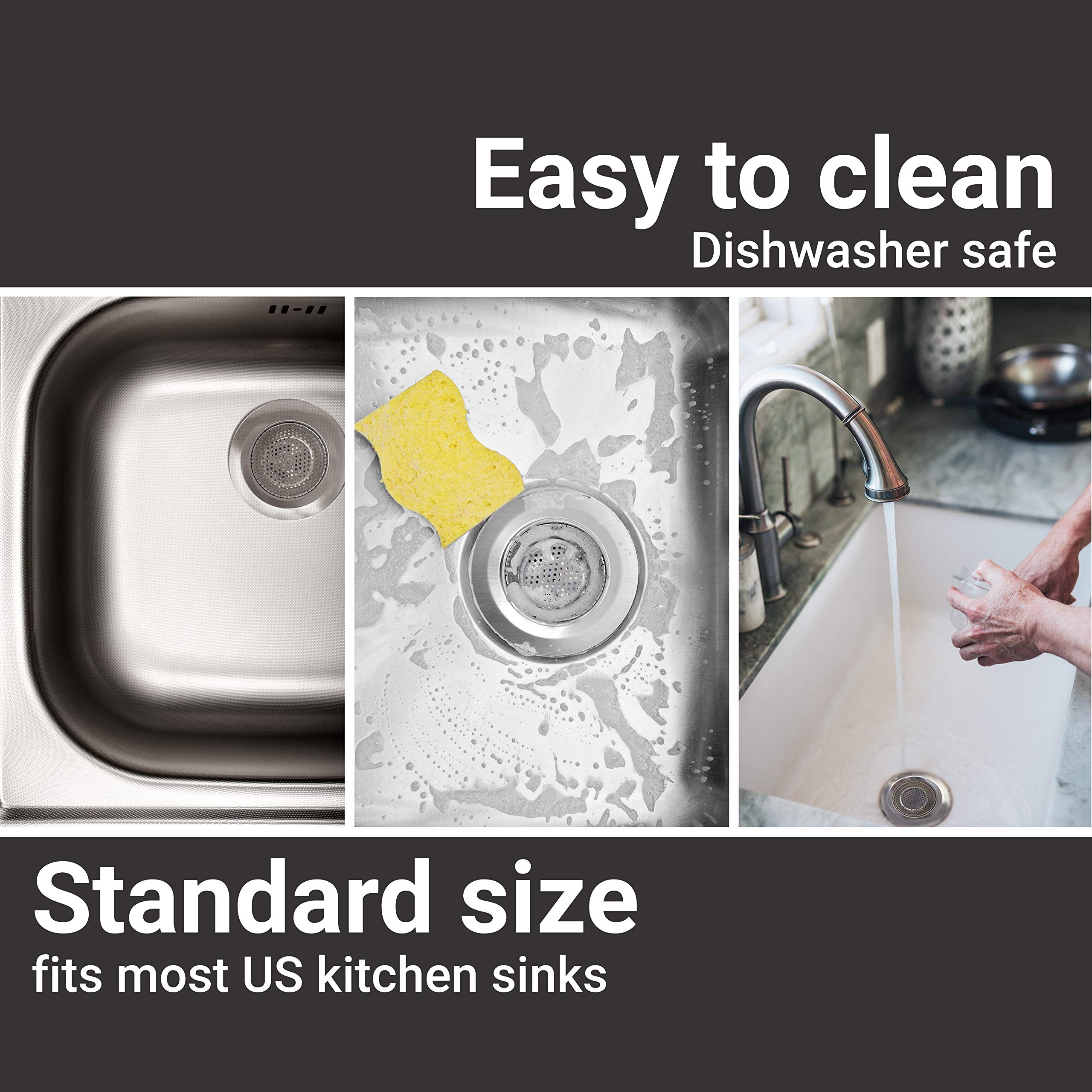 2 Pack Stainless Steel Sink Drain Strainer - 4.5 Inch Kitchen Sink Basket with Fine Mesh for Dishes & Garbage Disposal | Wide Rim Prevents Clogs | Perfect for Kitchen, Bathroom & RV Use