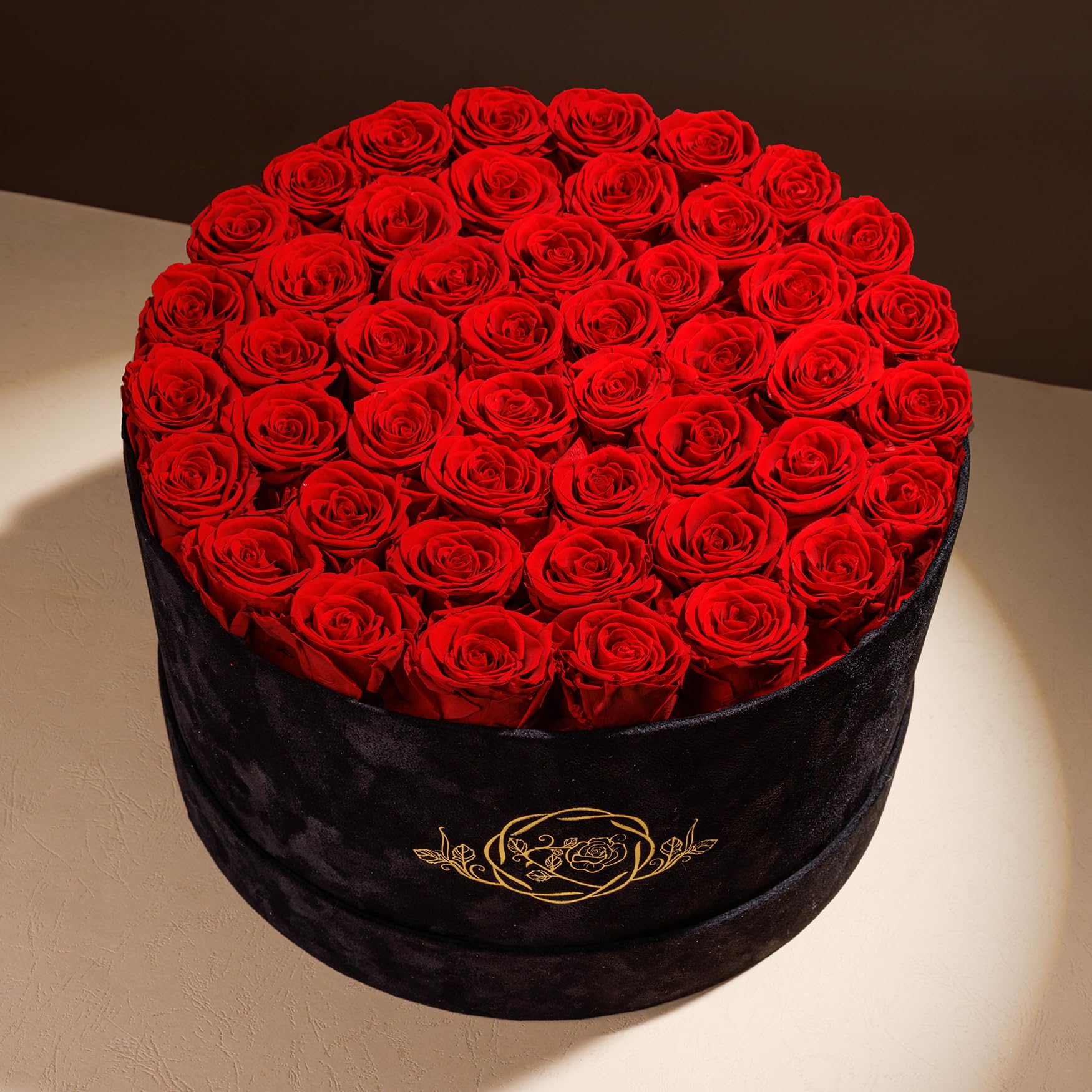 47 Preserved Roses in Luxury Suede Box - Eternal Red Flowers Gift for Women, Mom, Wife - Perfect for Mother's Day, Anniversary, Valentine's Day & Home Decor