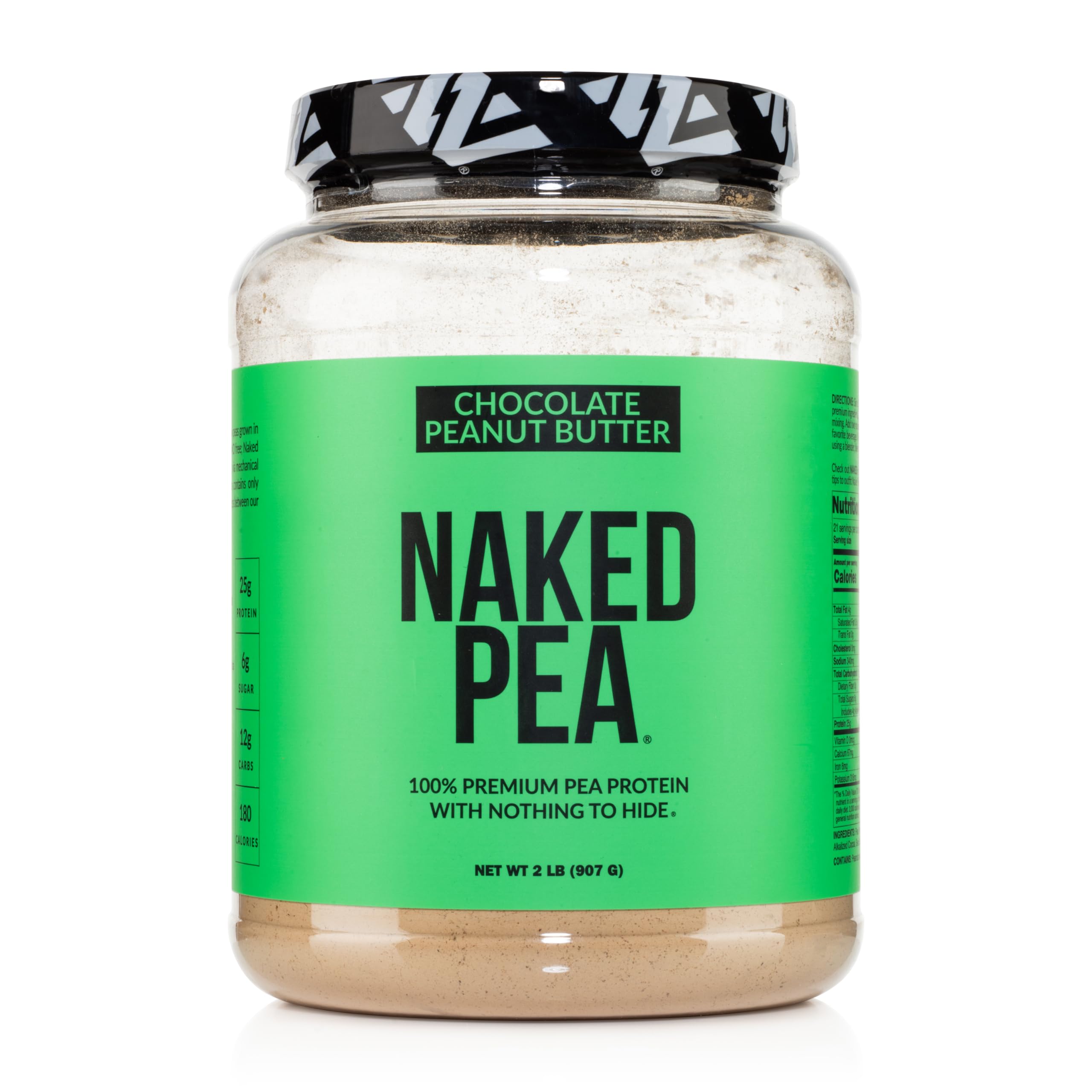 Naked Pea Chocolate Peanut Butter Protein Powder - USDA Organic, Non-GMO, Gluten Free, Soy Free - Plant-Based Protein for Muscle Growth & Recovery - Made with Organic Cocoa & Coconut Sugar - 21 Servings - Perfect for Post-Workout Shakes & Healthy Smoothies