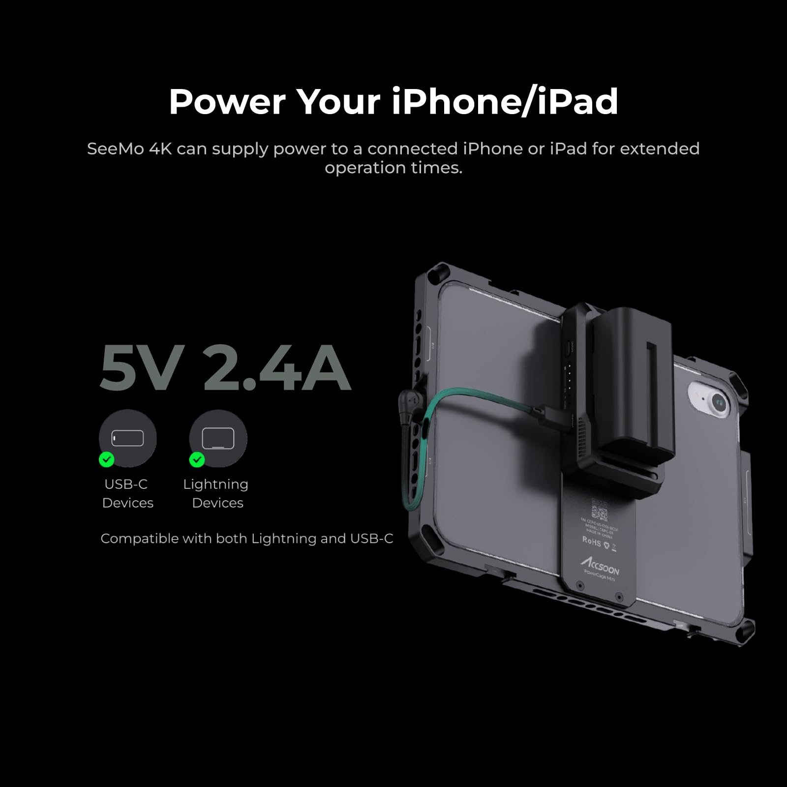 Accsoon SeeMo 4K30FPS HDMI Wireless Video Transmitter for iPhone & iPad - UHD Camera Monitor, RTMP Live Streaming, USB-C & SD Card Support | Perfect for Vlogging, Live Streaming & Professional Video Production