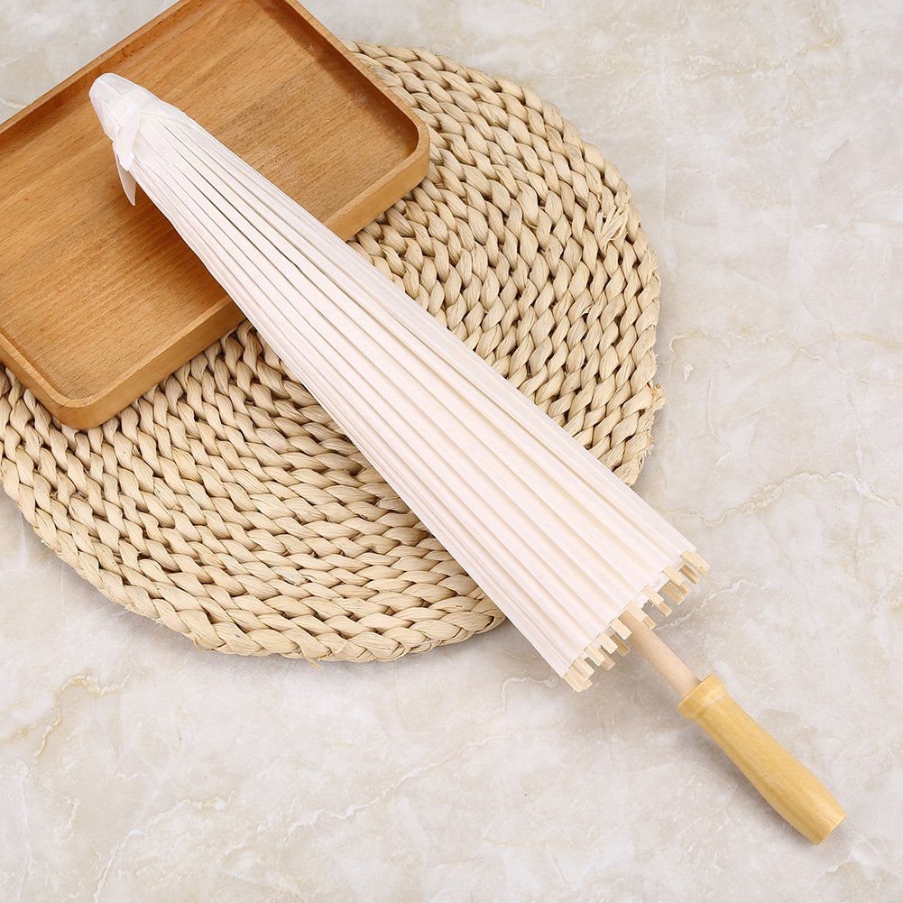 Wytino White Oiled Paper Umbrella - 60cm Chinese Decorative Parasol for Cosplay, Bridal Party, Wedding Decor & Asian-Themed Events | Traditional Handmade Paper Umbrella for Photography, Home Décor & Outdoor Use