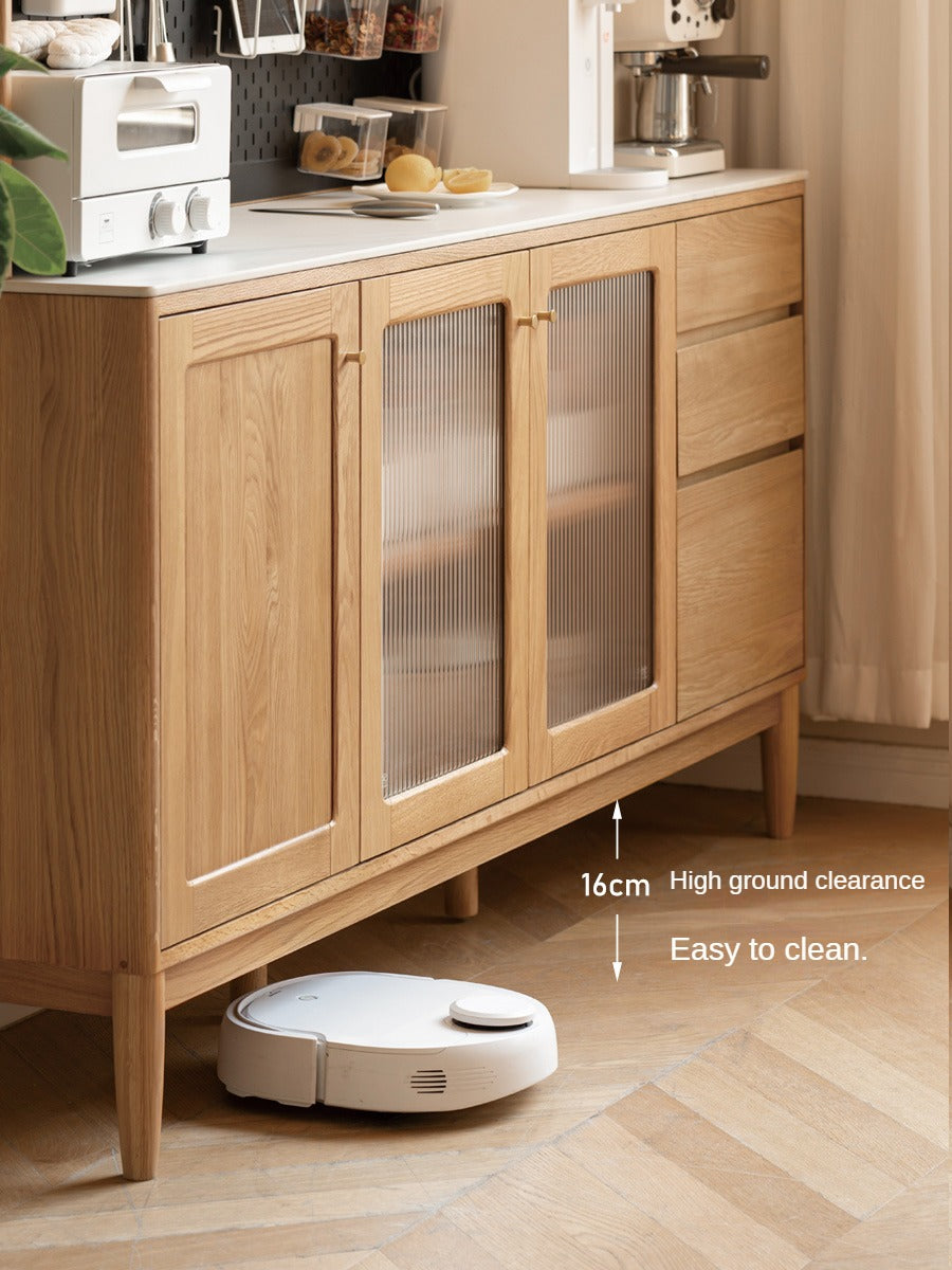 Solid Oak Wood Rock Plate Storage Cabinet - High Capacity Organizer for Kitchen, Living Room, or Office