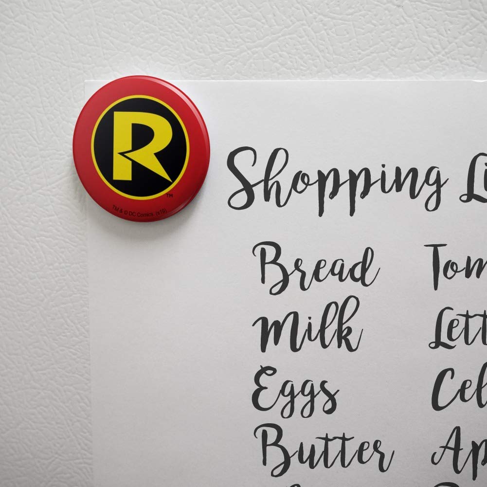 Batman & Robin Logo Refrigerator Magnet - Strong Kitchen Fridge Locker Decorative Button Magnet for Home, Office, Dorm (DC Comics Superhero Collectible Gift)