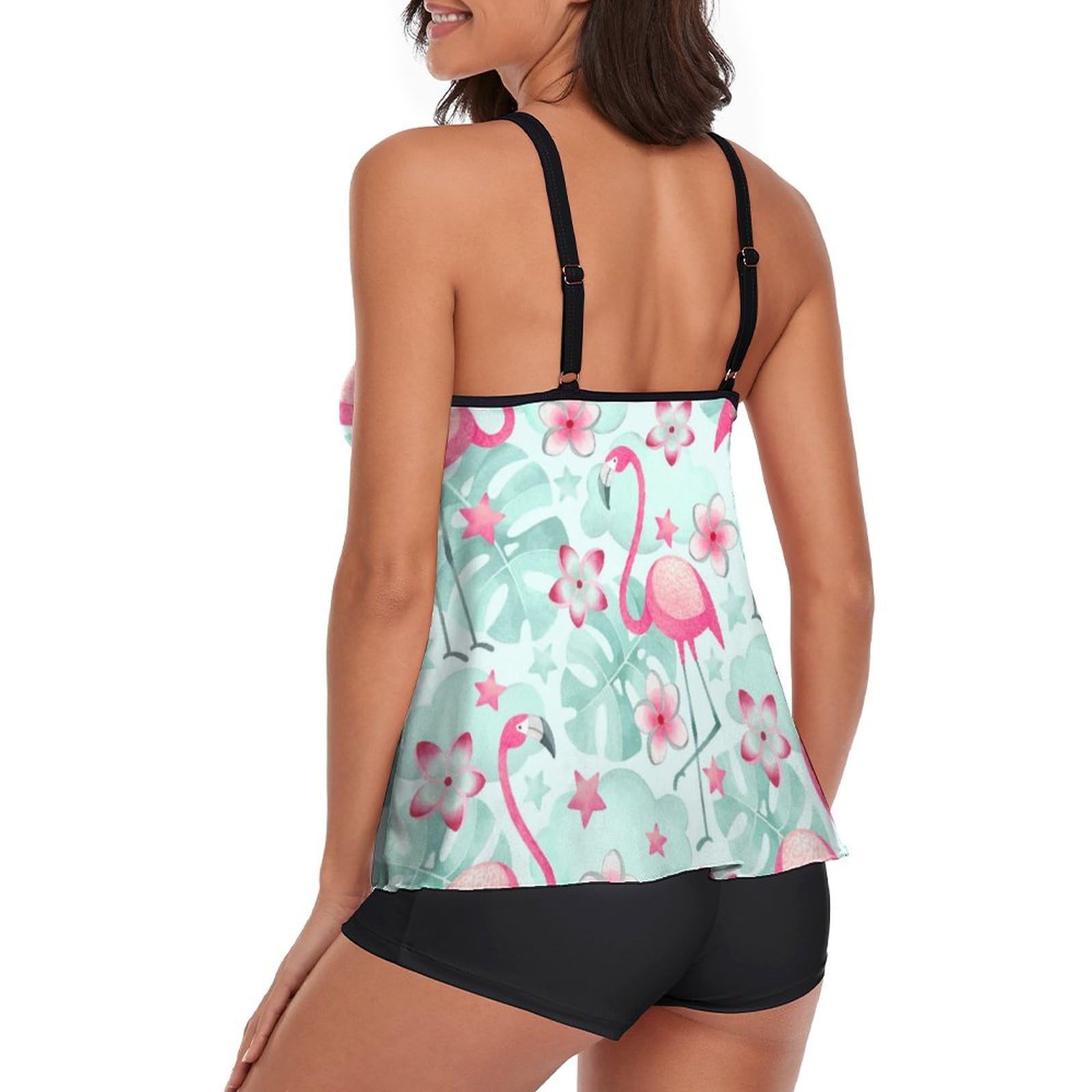 Women's Bikini Two Piece Swimwear - High Waisted Boyshorts & Tank Top Bathing Suit for Beach, Pool, Vacation & Summer Activities