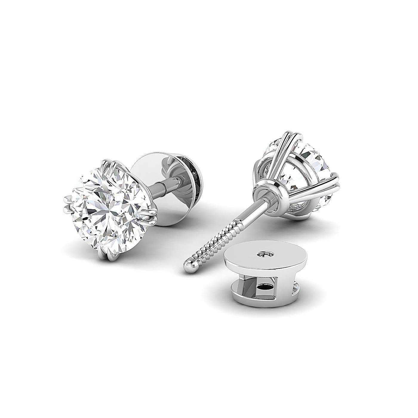Forever Classic Real Colorless Moissanite Screw Back Stud Earrings - 14K White & Rose Gold for Women | 0.46 to 2.00 Carat FG/VVS Diamond Quality | Perfect for Weddings, Anniversaries & Special Occasions