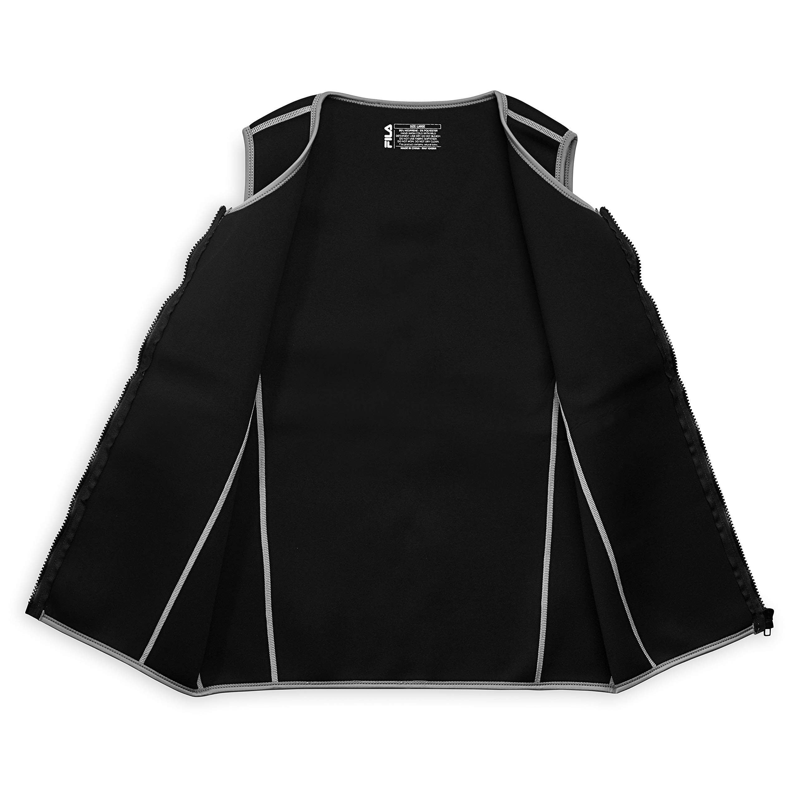 FILA Men's Neoprene Sauna Vest - Slimming Zipper Tank Top, Hot Sweat Suit Body Shaper for Workout & Weight Loss