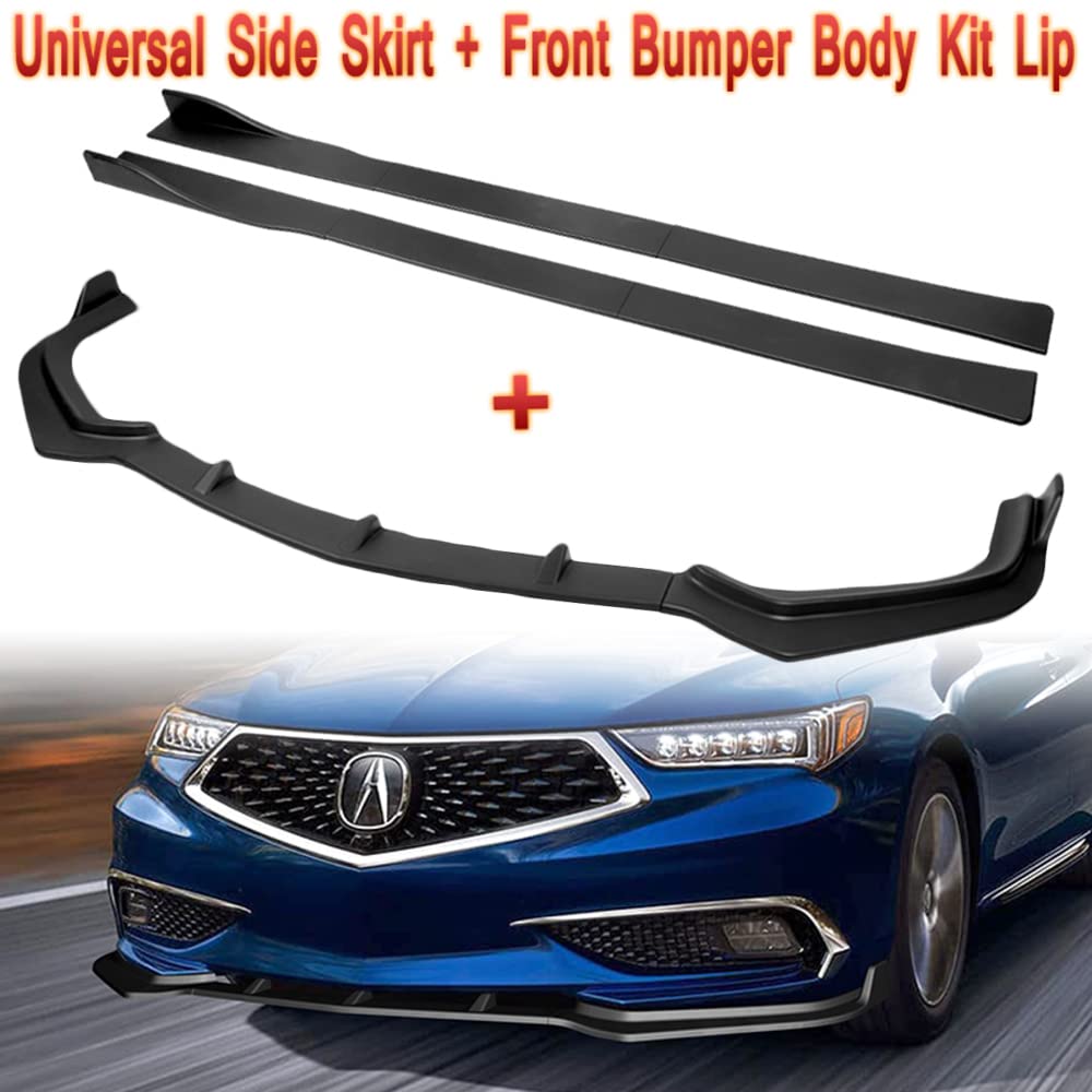 Q1-TECH 9-Piece Front Bumper Body Kit - Lip & Side Skirt Extensions Diffuser Set for 2018-2020 Acura TLX | Unpainted Matte Black Front Lip Spoiler & Chin Splitter | Aggressive Styling Upgrade for Street & Show Cars